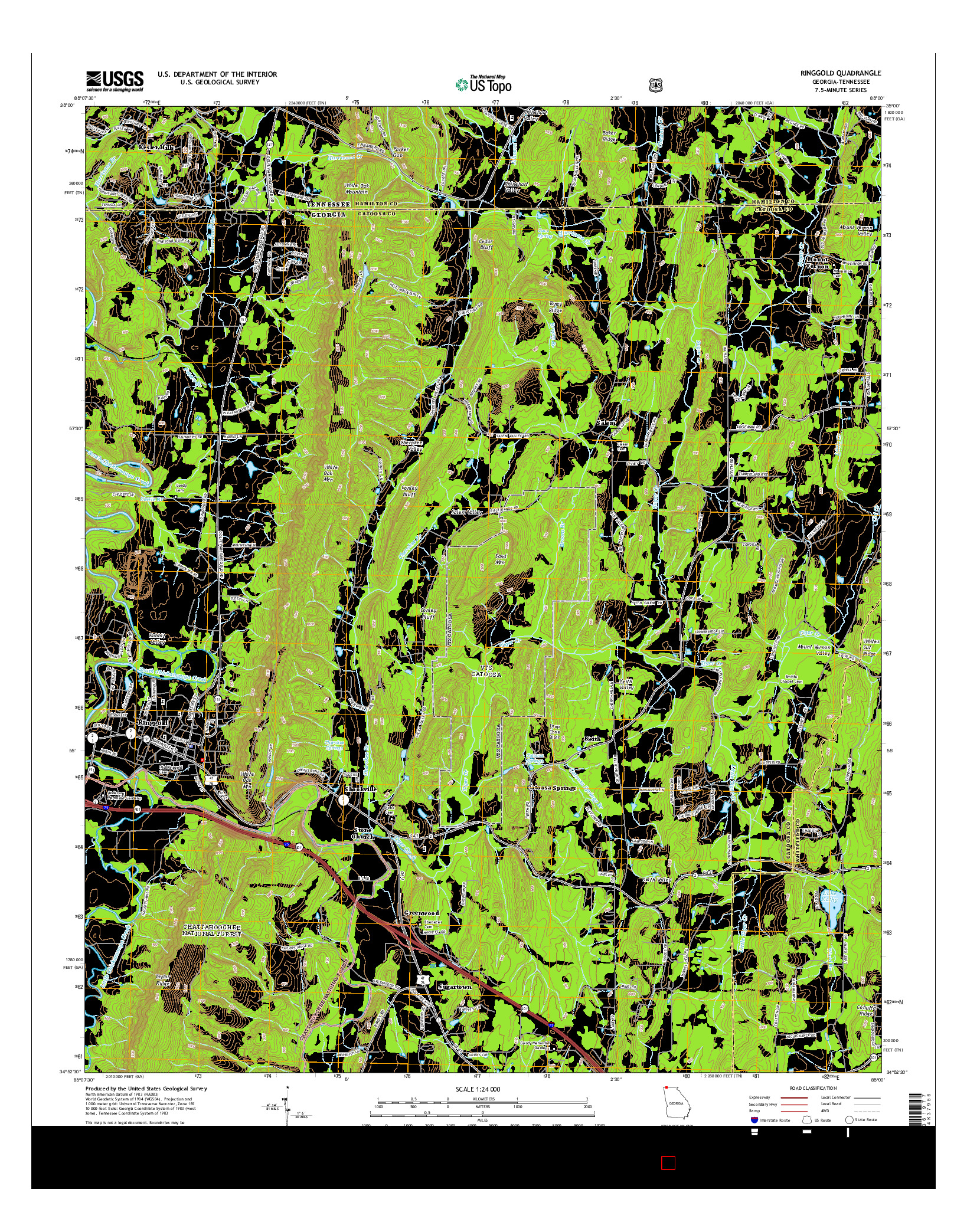 USGS US TOPO 7.5-MINUTE MAP FOR RINGGOLD, GA-TN 2014