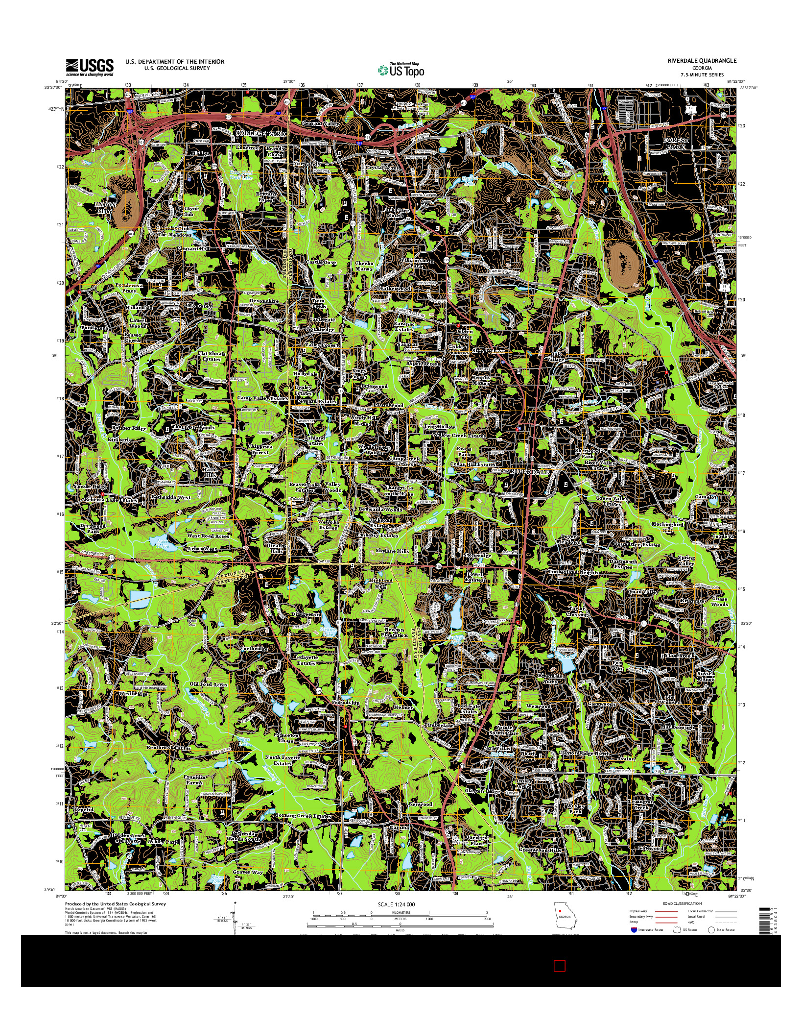 USGS US TOPO 7.5-MINUTE MAP FOR RIVERDALE, GA 2014