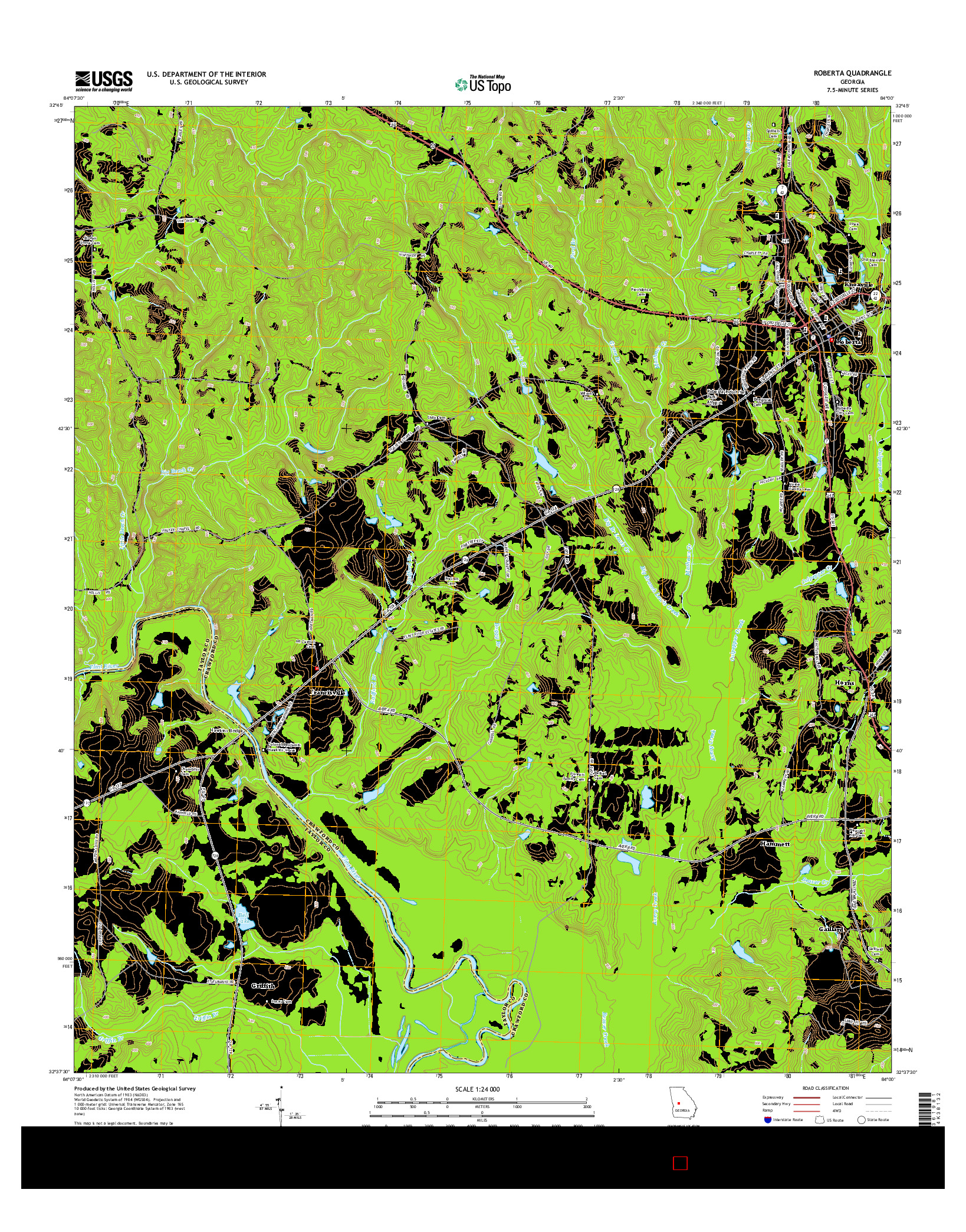 USGS US TOPO 7.5-MINUTE MAP FOR ROBERTA, GA 2014