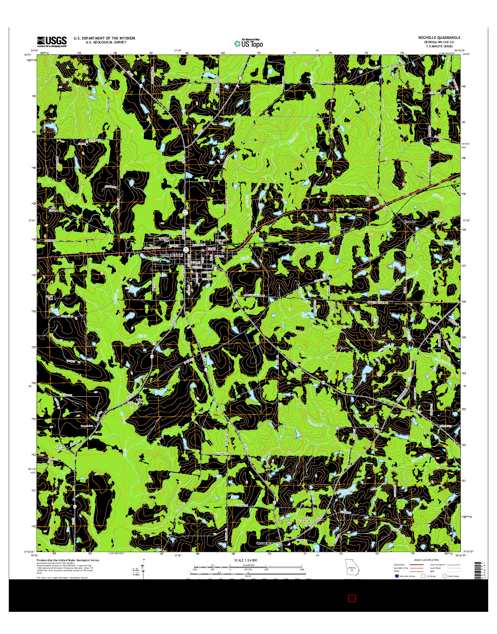 USGS US TOPO 7.5-MINUTE MAP FOR ROCHELLE, GA 2014