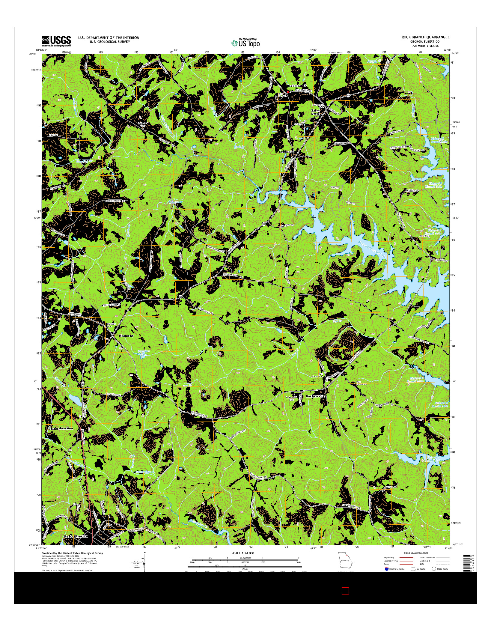 USGS US TOPO 7.5-MINUTE MAP FOR ROCK BRANCH, GA 2014