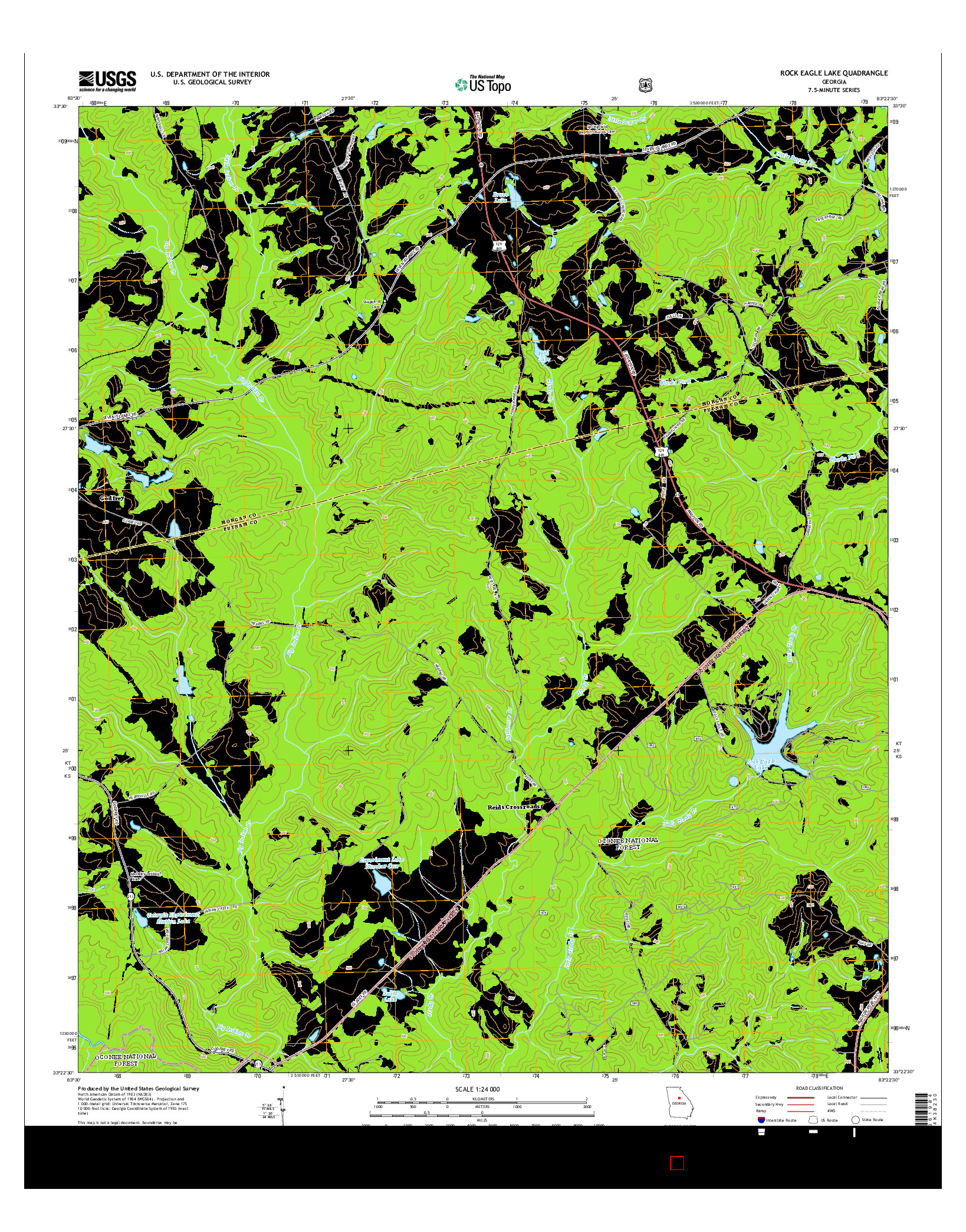 USGS US TOPO 7.5-MINUTE MAP FOR ROCK EAGLE LAKE, GA 2014