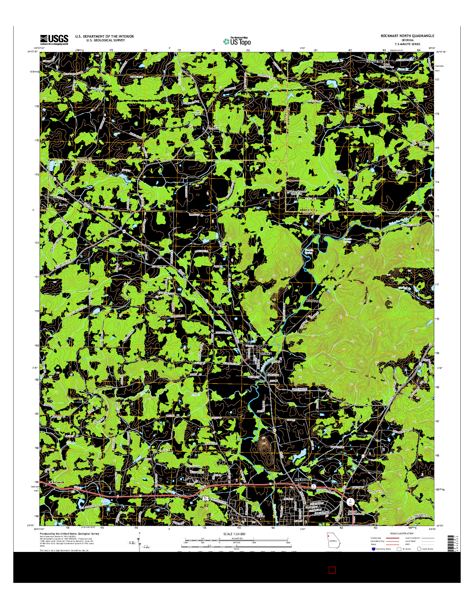 USGS US TOPO 7.5-MINUTE MAP FOR ROCKMART NORTH, GA 2014