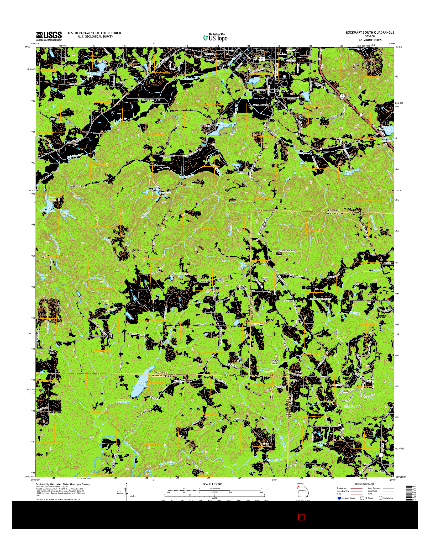 USGS US TOPO 7.5-MINUTE MAP FOR ROCKMART SOUTH, GA 2014