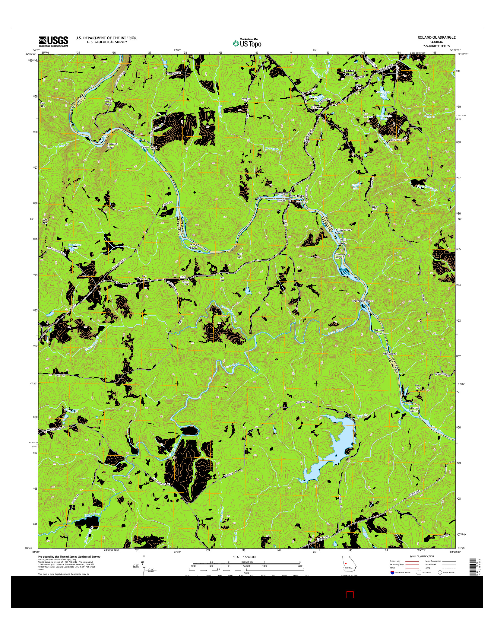 USGS US TOPO 7.5-MINUTE MAP FOR ROLAND, GA 2014