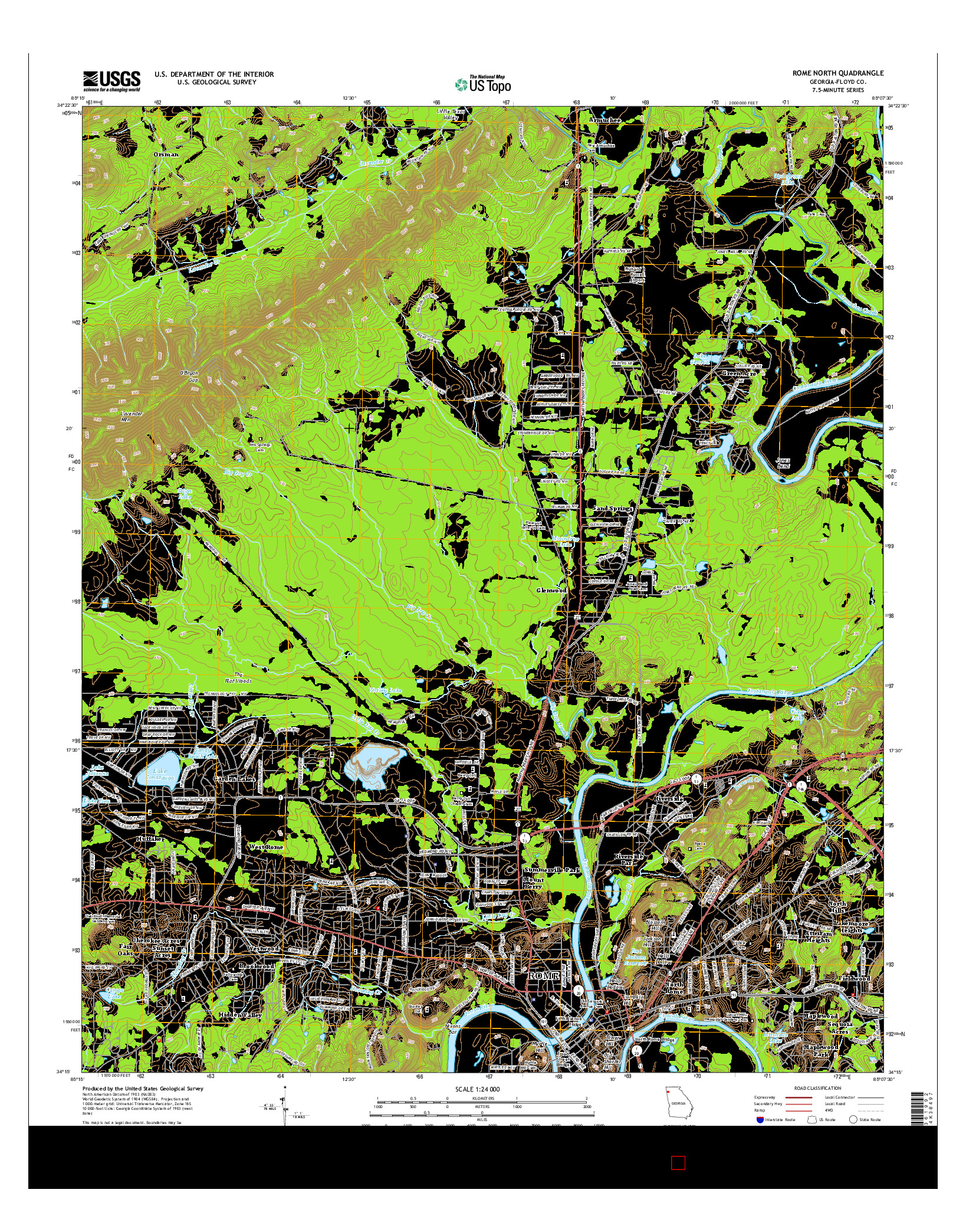 USGS US TOPO 7.5-MINUTE MAP FOR ROME NORTH, GA 2014