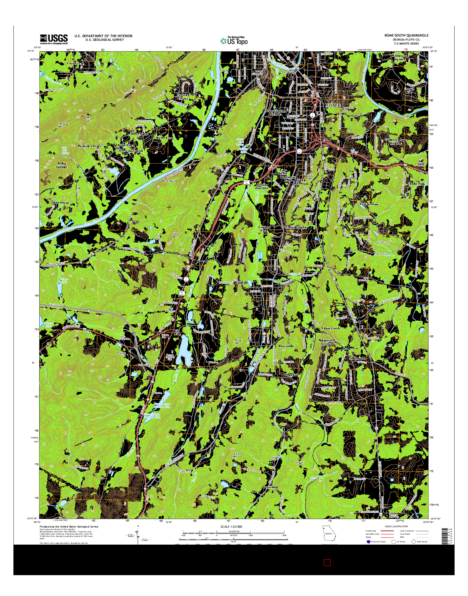 USGS US TOPO 7.5-MINUTE MAP FOR ROME SOUTH, GA 2014