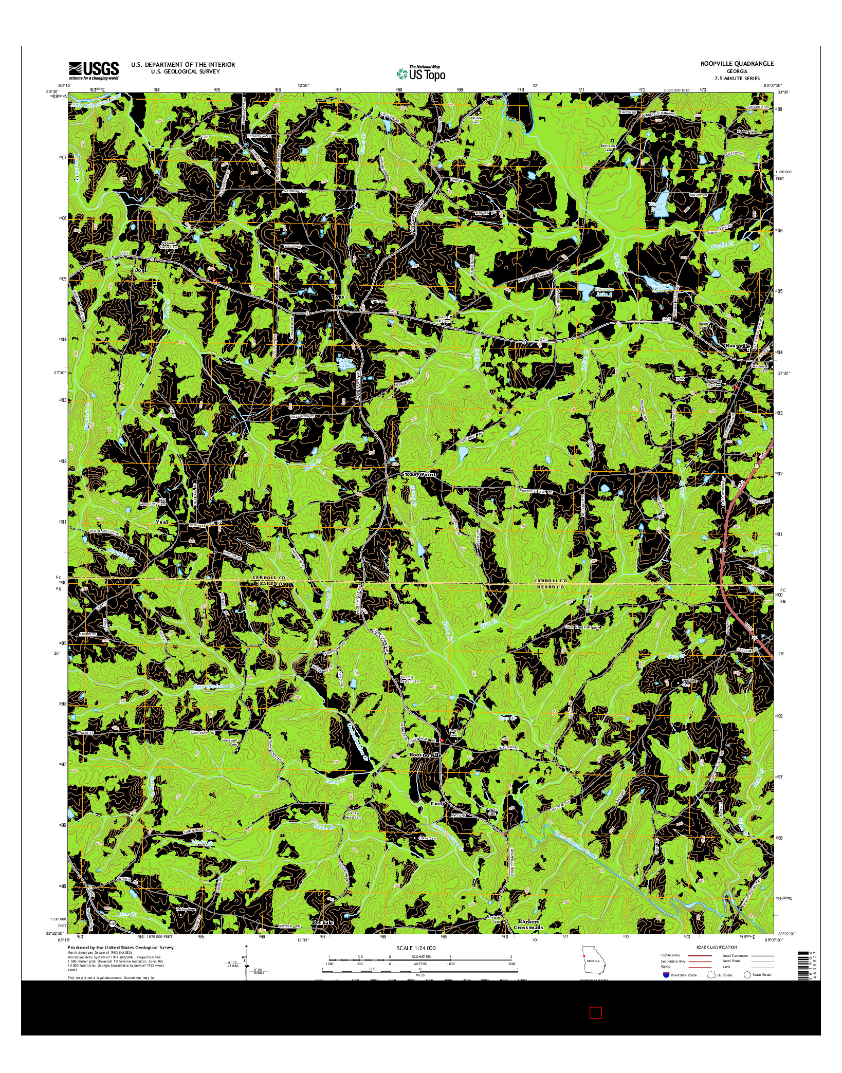 USGS US TOPO 7.5-MINUTE MAP FOR ROOPVILLE, GA 2014