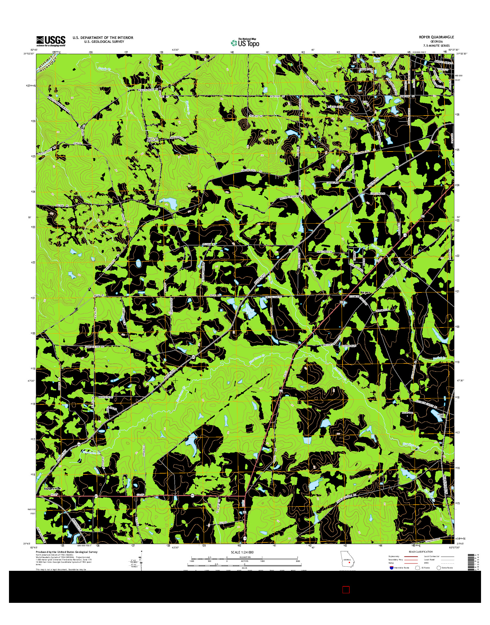 USGS US TOPO 7.5-MINUTE MAP FOR ROPER, GA 2014