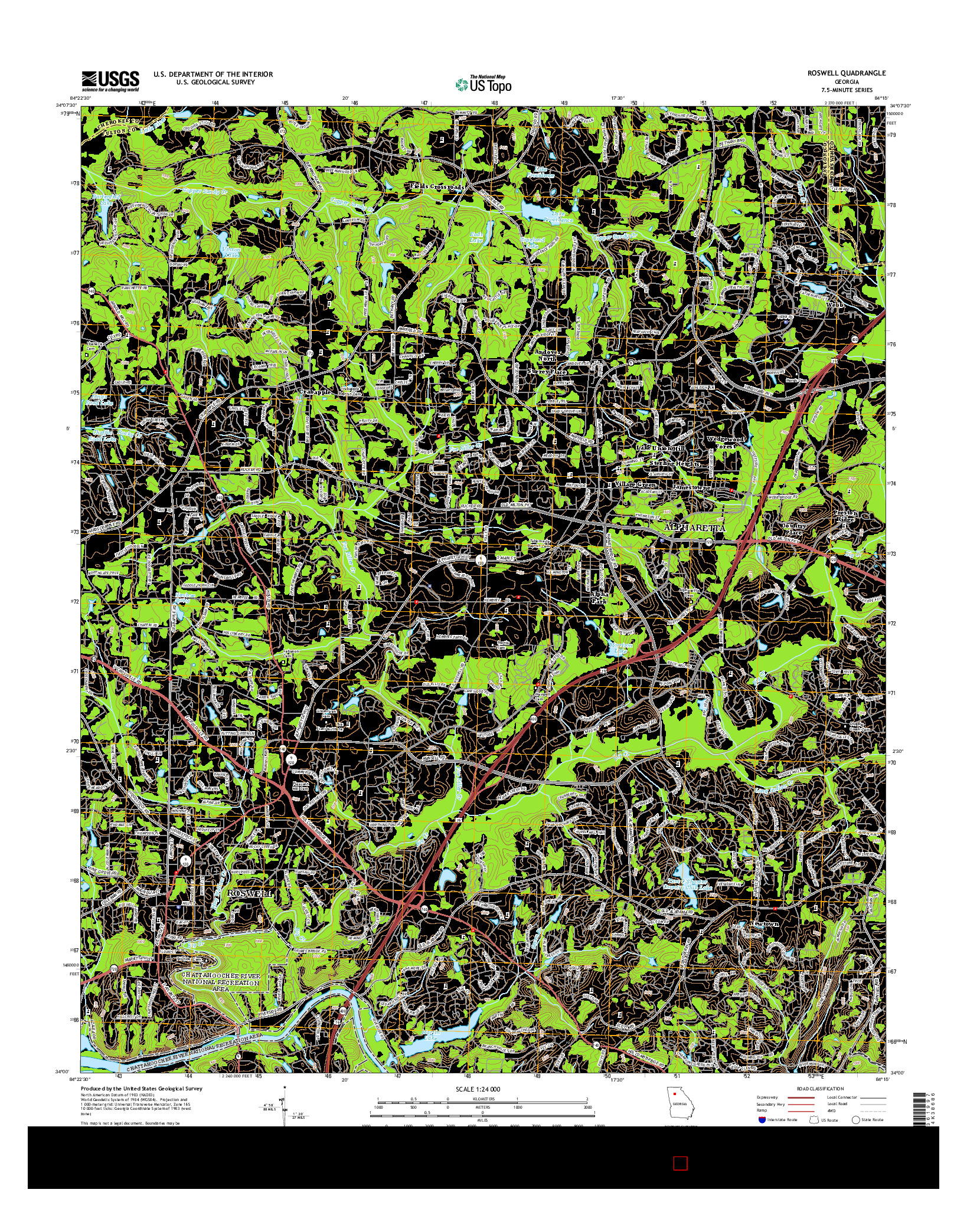 USGS US TOPO 7.5-MINUTE MAP FOR ROSWELL, GA 2014