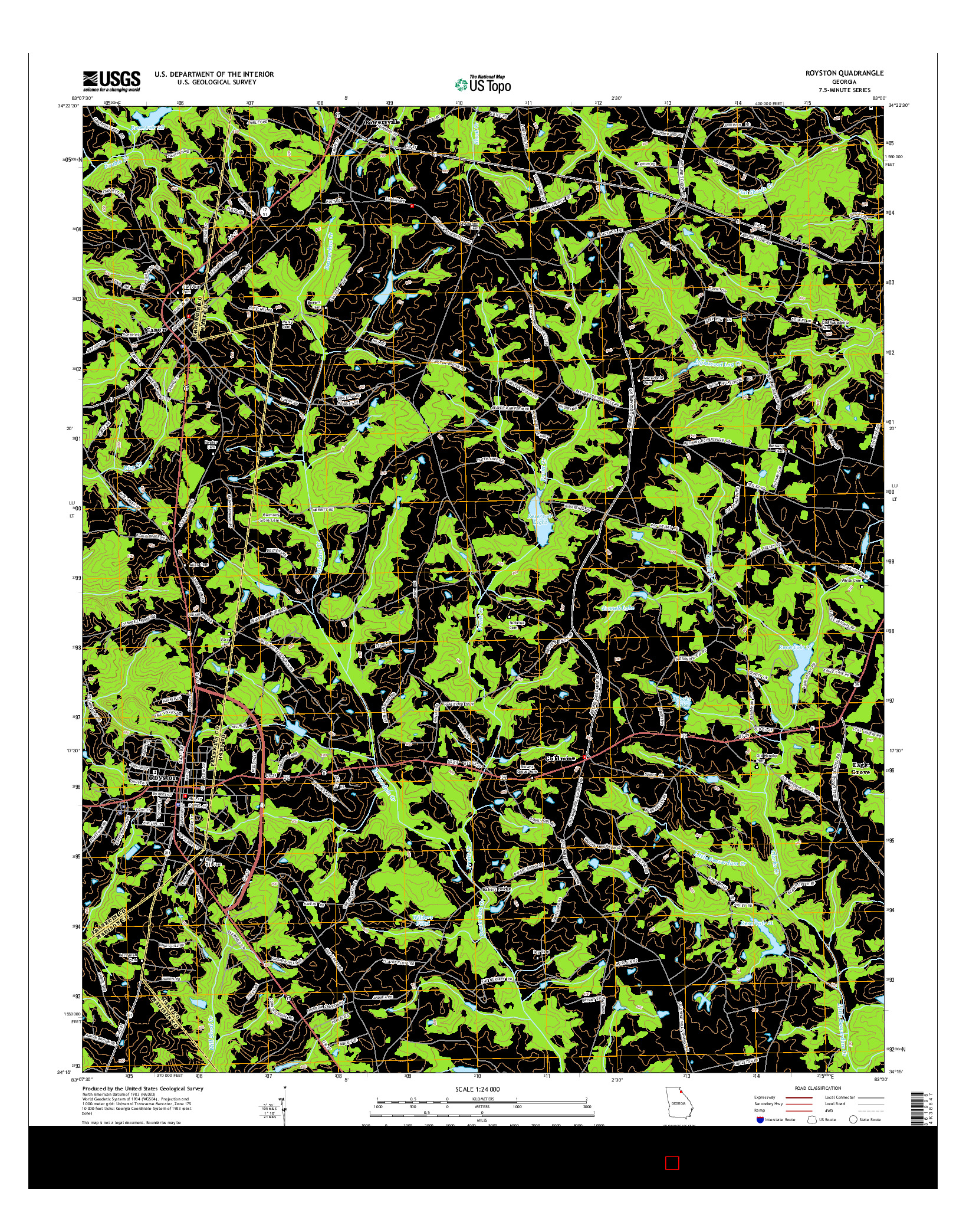 USGS US TOPO 7.5-MINUTE MAP FOR ROYSTON, GA 2014