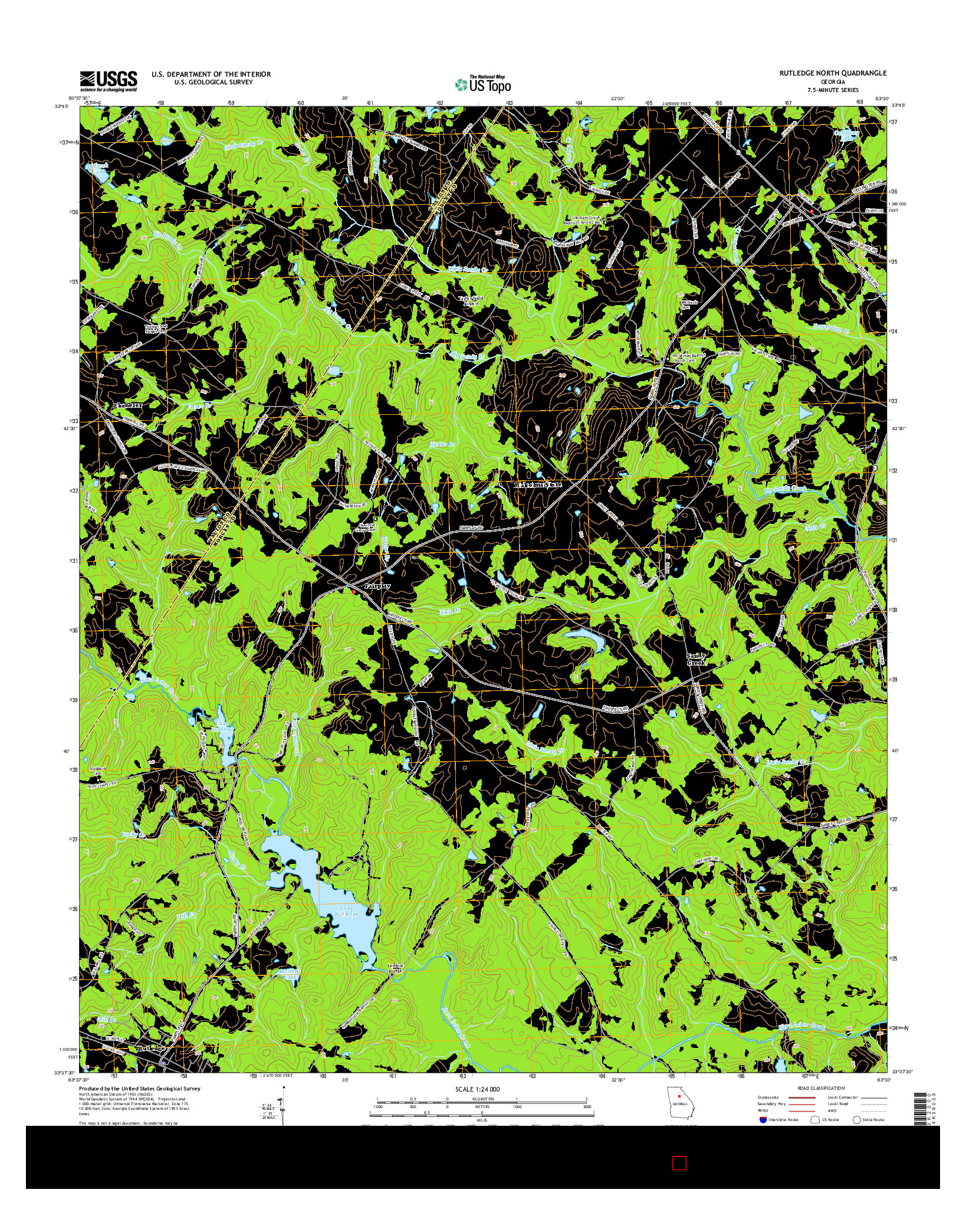 USGS US TOPO 7.5-MINUTE MAP FOR RUTLEDGE NORTH, GA 2014