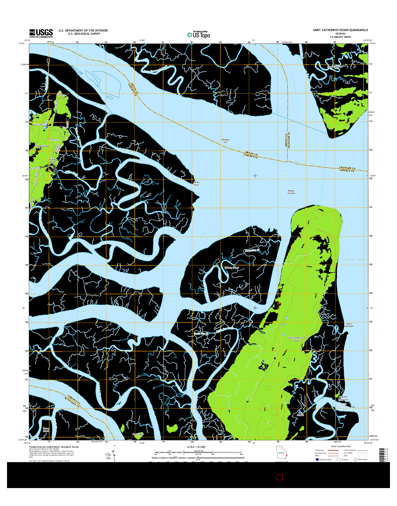 USGS US TOPO 7.5-MINUTE MAP FOR SAINT CATHERINES SOUND, GA 2014