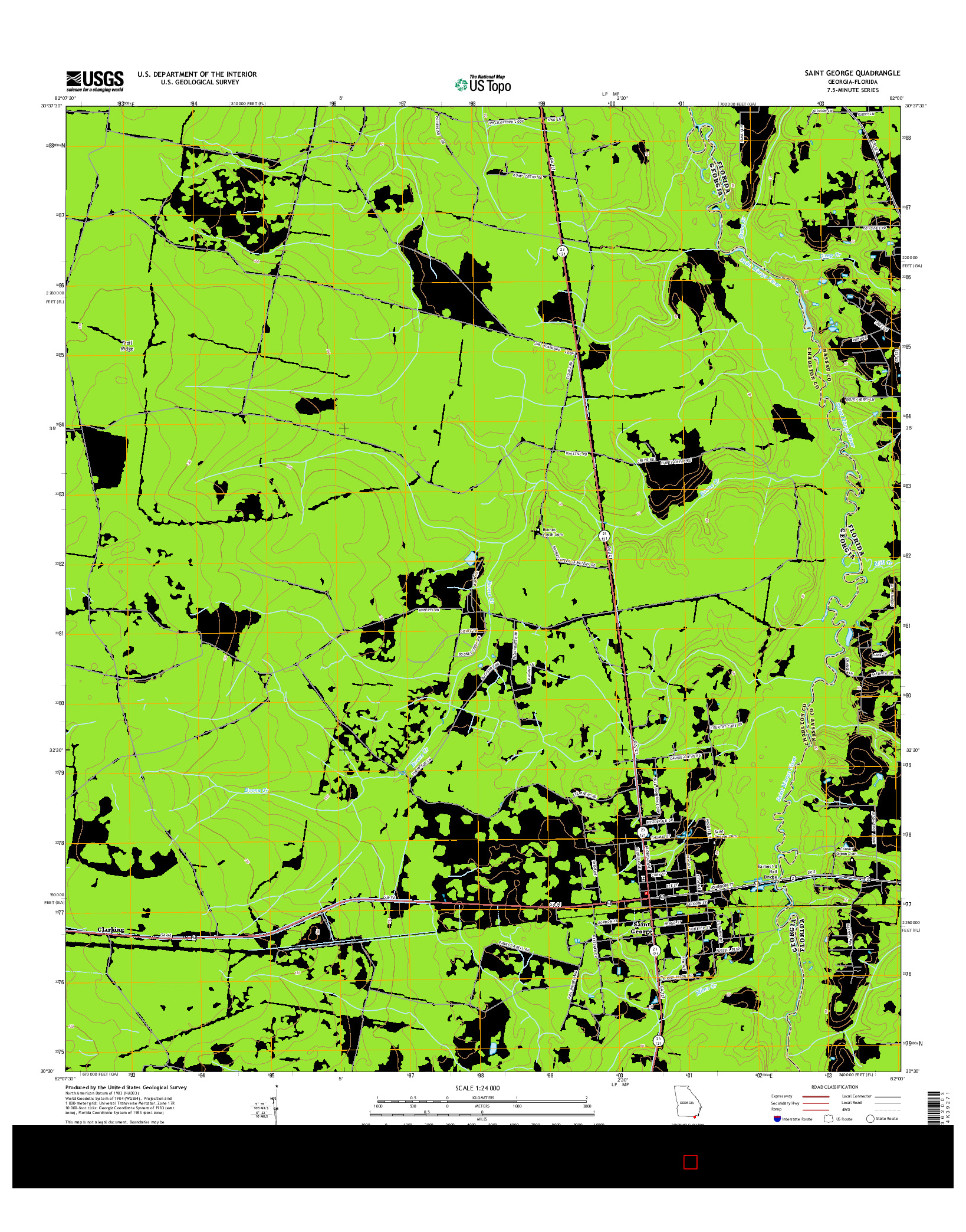 USGS US TOPO 7.5-MINUTE MAP FOR SAINT GEORGE, GA-FL 2014