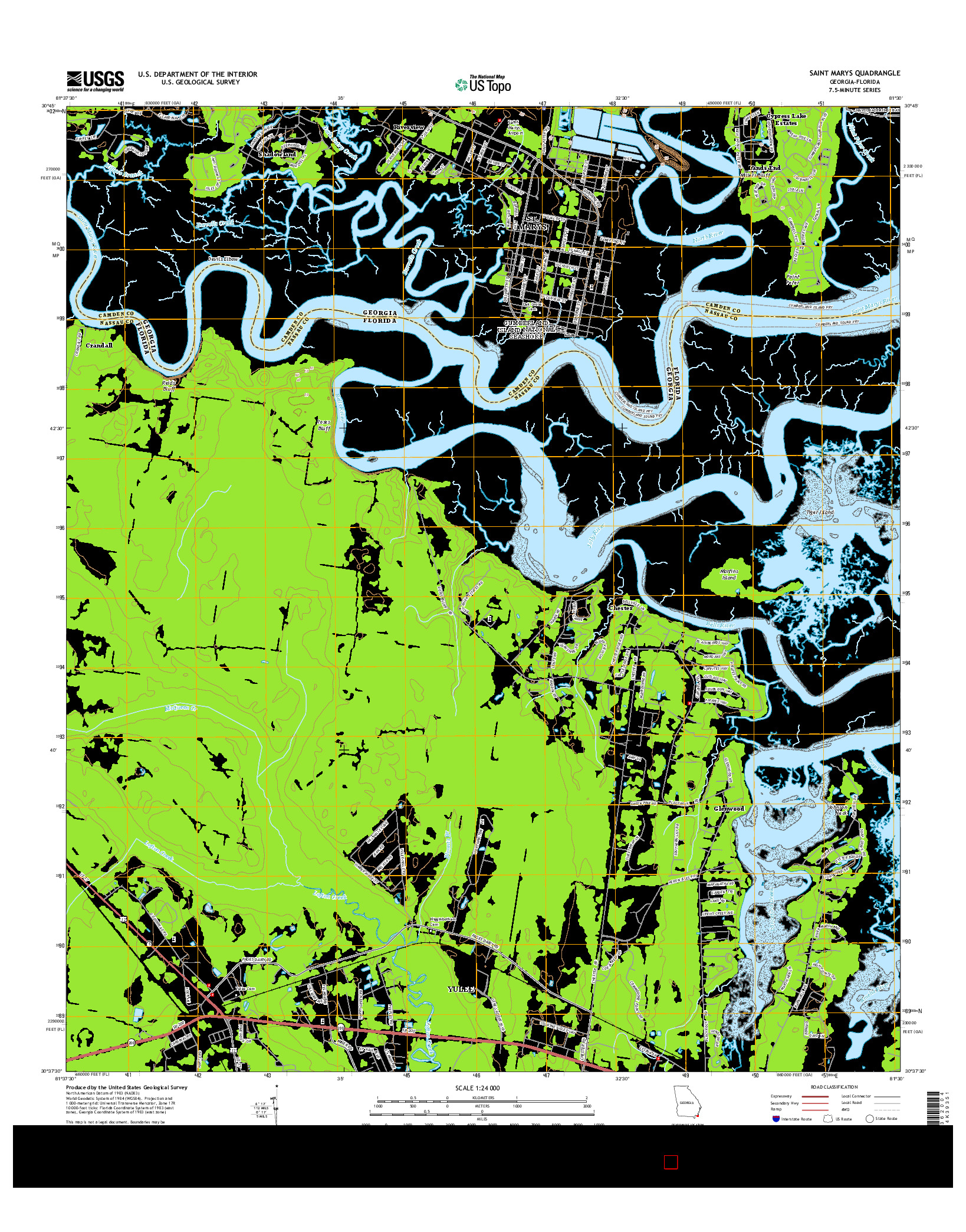 USGS US TOPO 7.5-MINUTE MAP FOR SAINT MARYS, GA-FL 2014