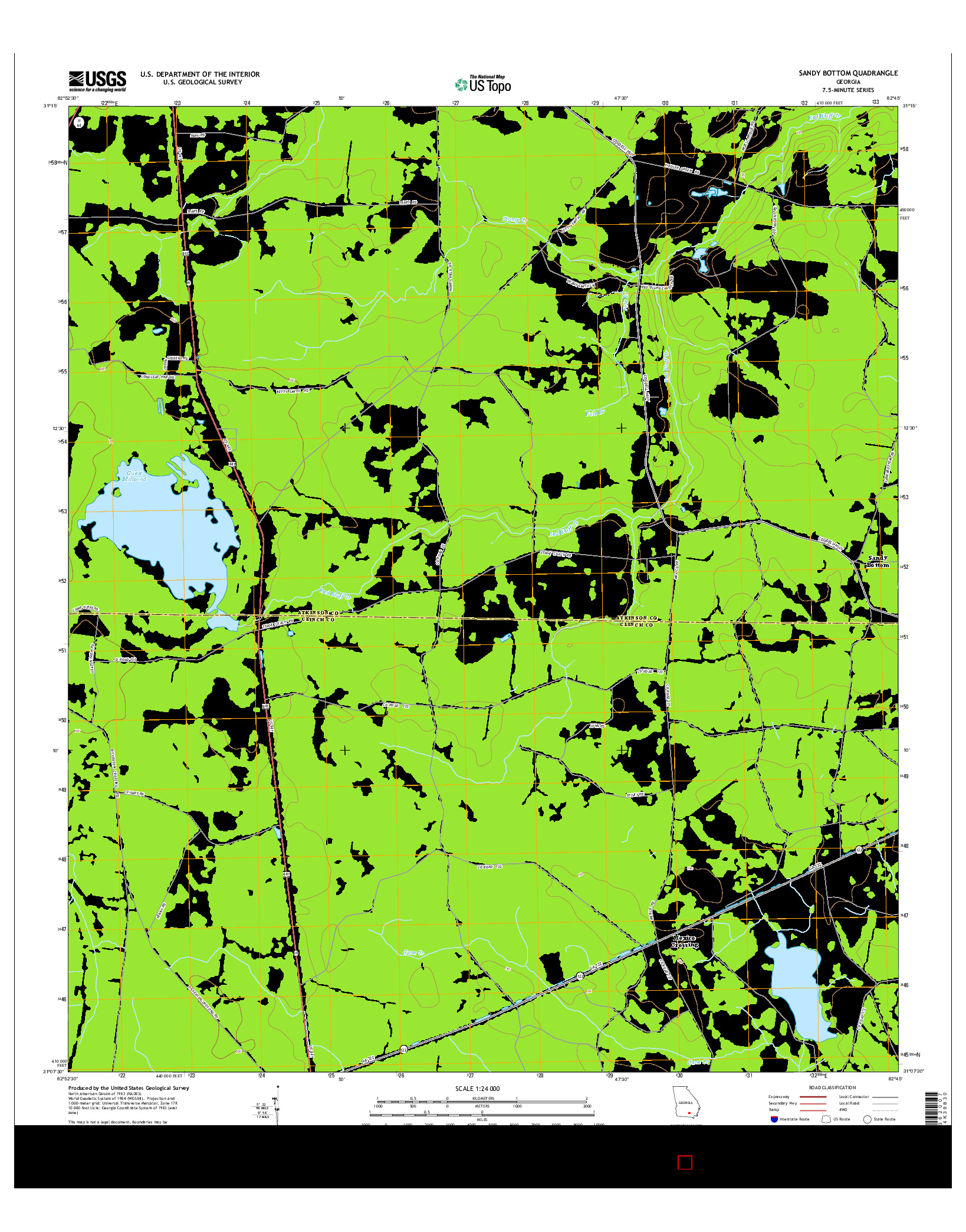 USGS US TOPO 7.5-MINUTE MAP FOR SANDY BOTTOM, GA 2014