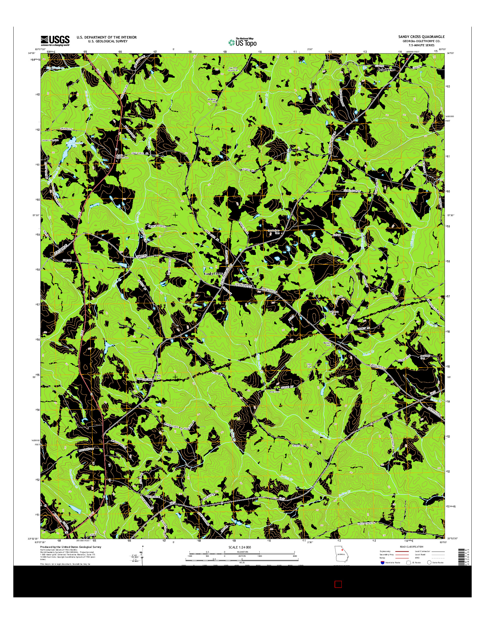USGS US TOPO 7.5-MINUTE MAP FOR SANDY CROSS, GA 2014