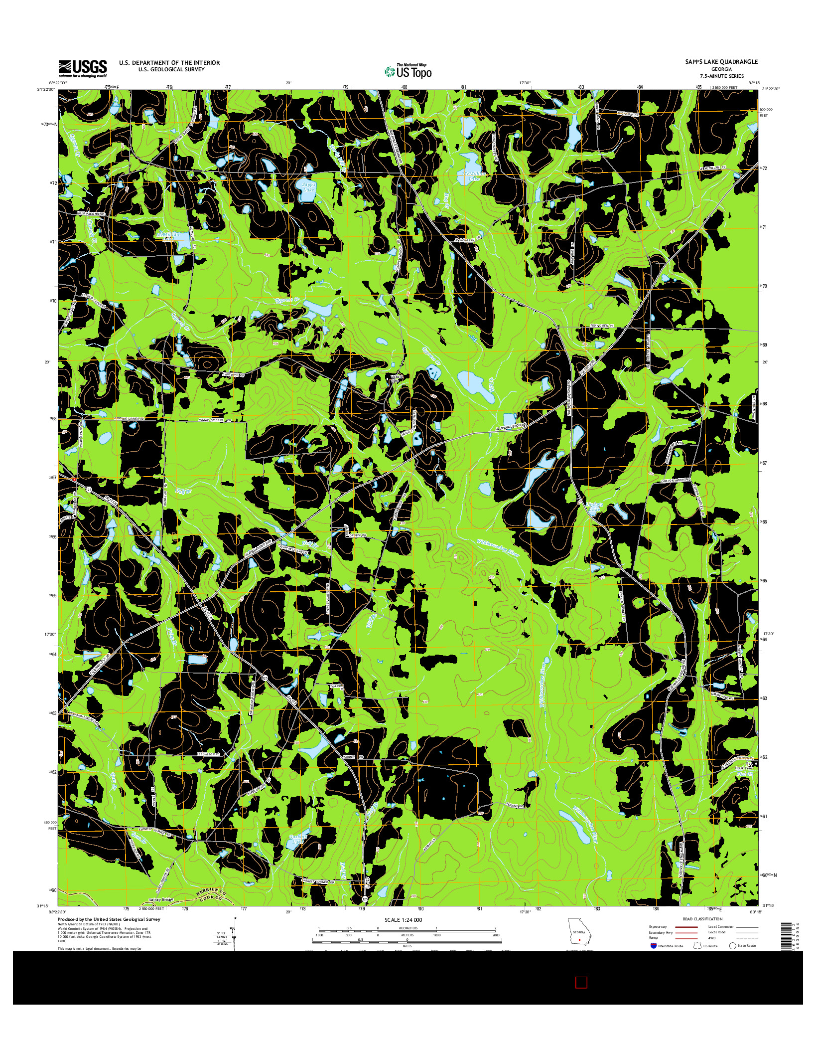 USGS US TOPO 7.5-MINUTE MAP FOR SAPPS LAKE, GA 2014