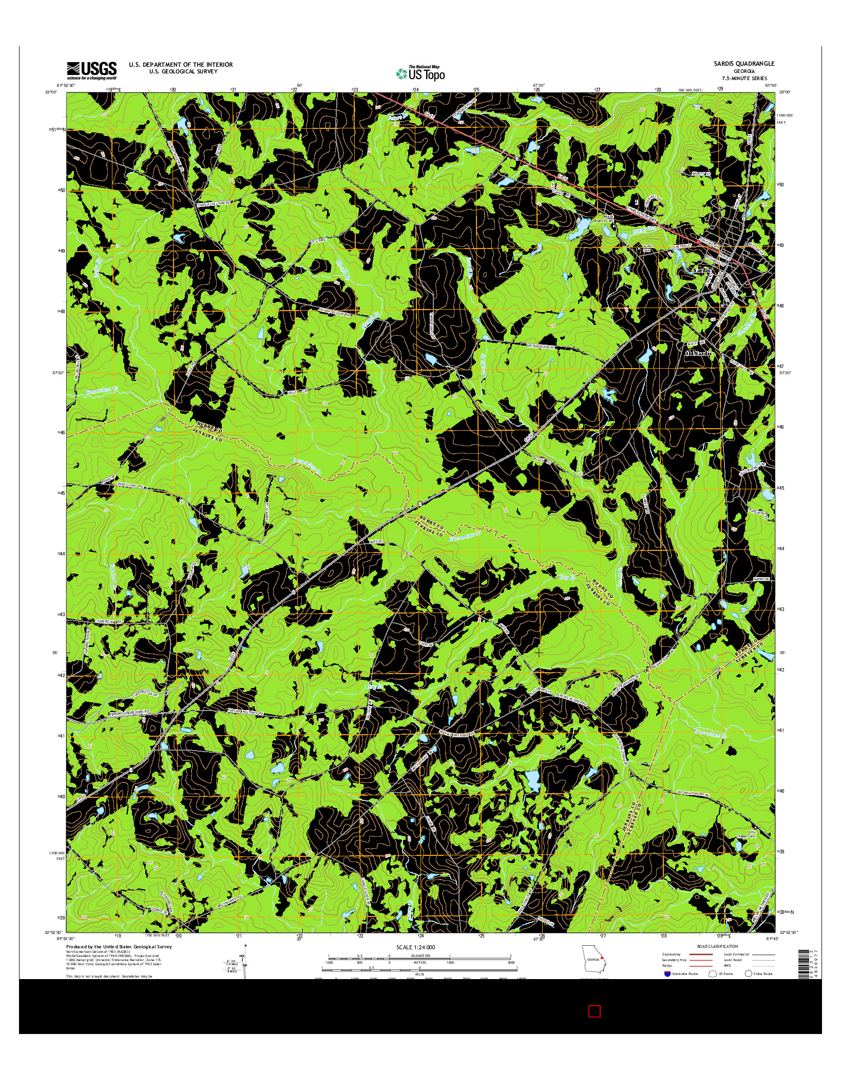 USGS US TOPO 7.5-MINUTE MAP FOR SARDIS, GA 2014