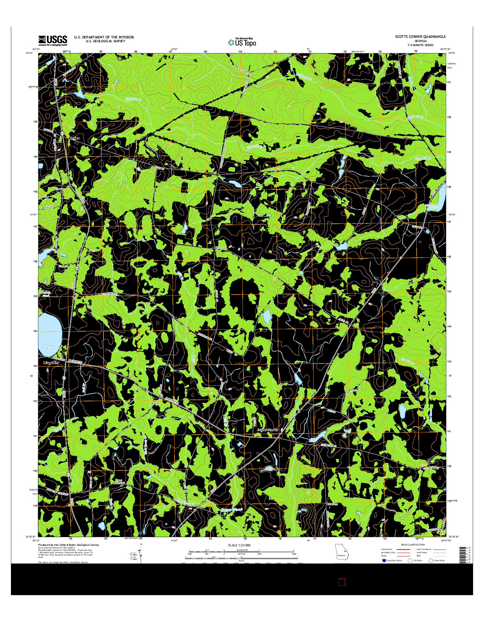 USGS US TOPO 7.5-MINUTE MAP FOR SCOTTS CORNER, GA 2014