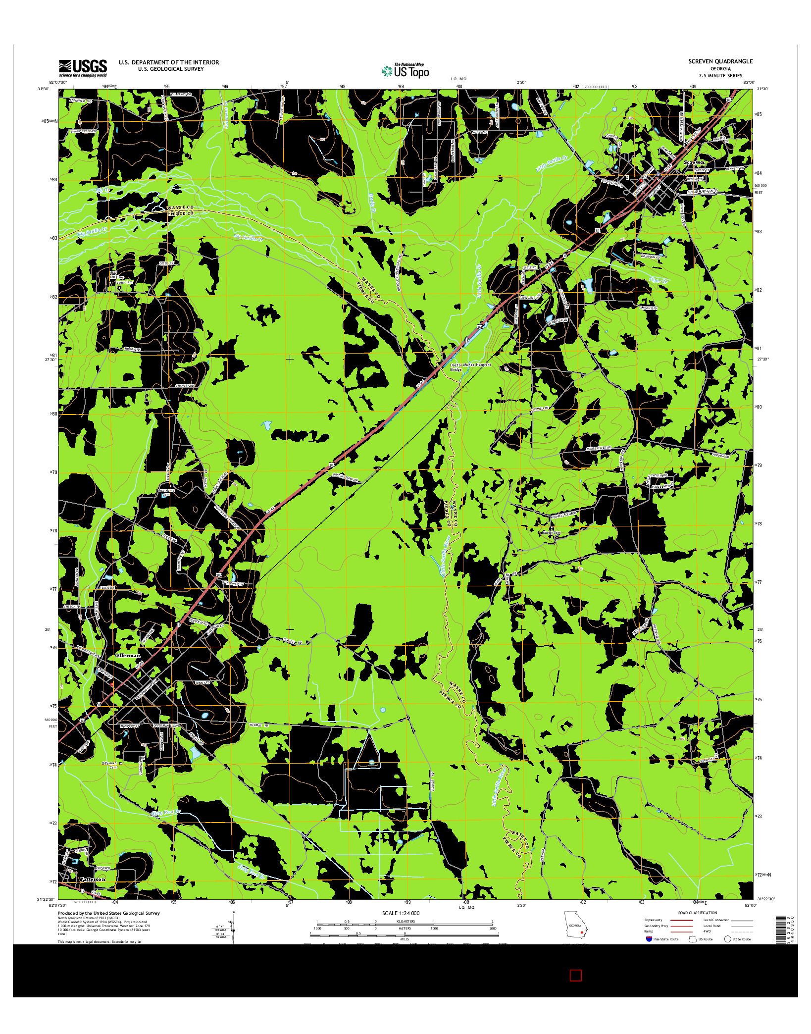 USGS US TOPO 7.5-MINUTE MAP FOR SCREVEN, GA 2014