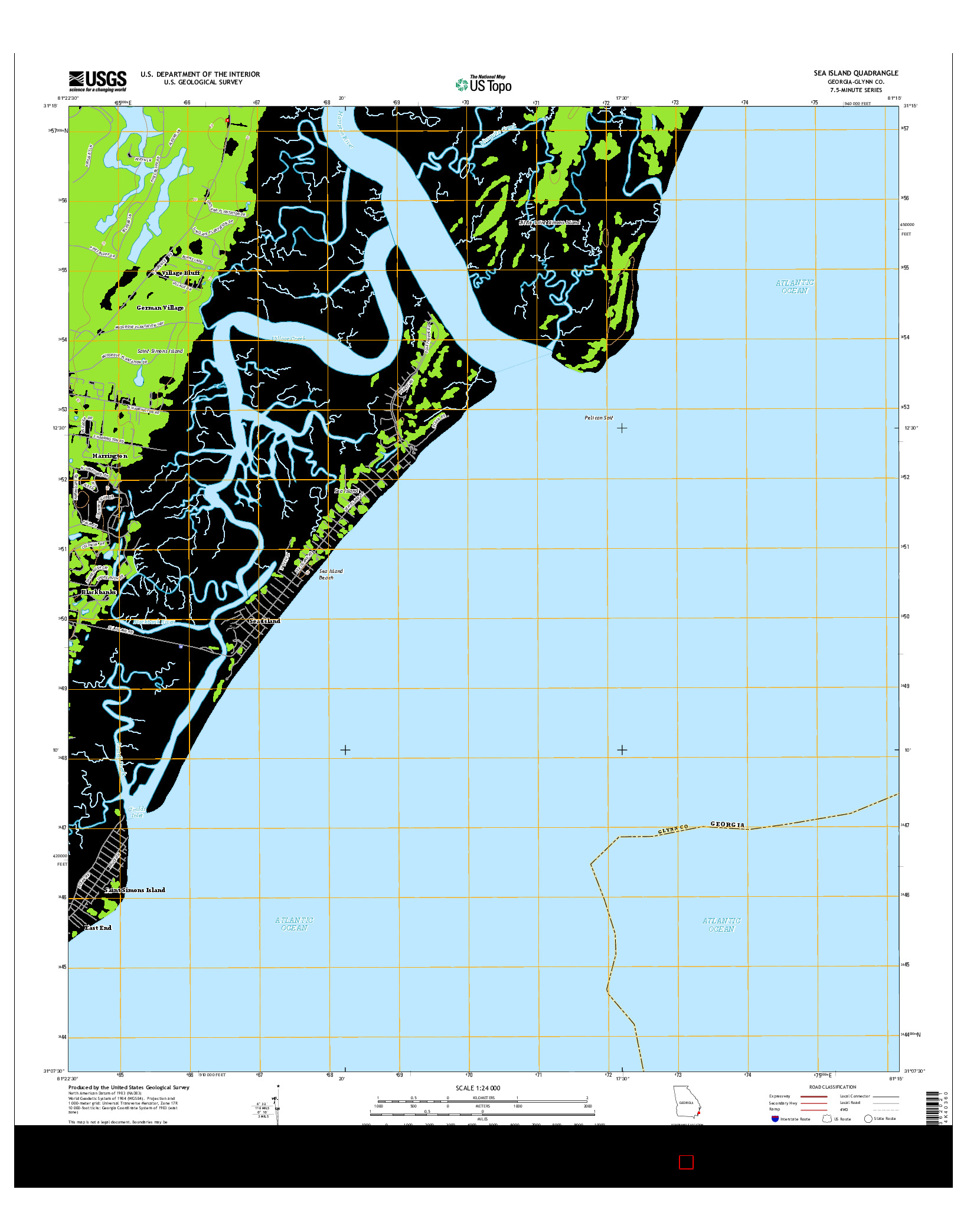 USGS US TOPO 7.5-MINUTE MAP FOR SEA ISLAND, GA 2014