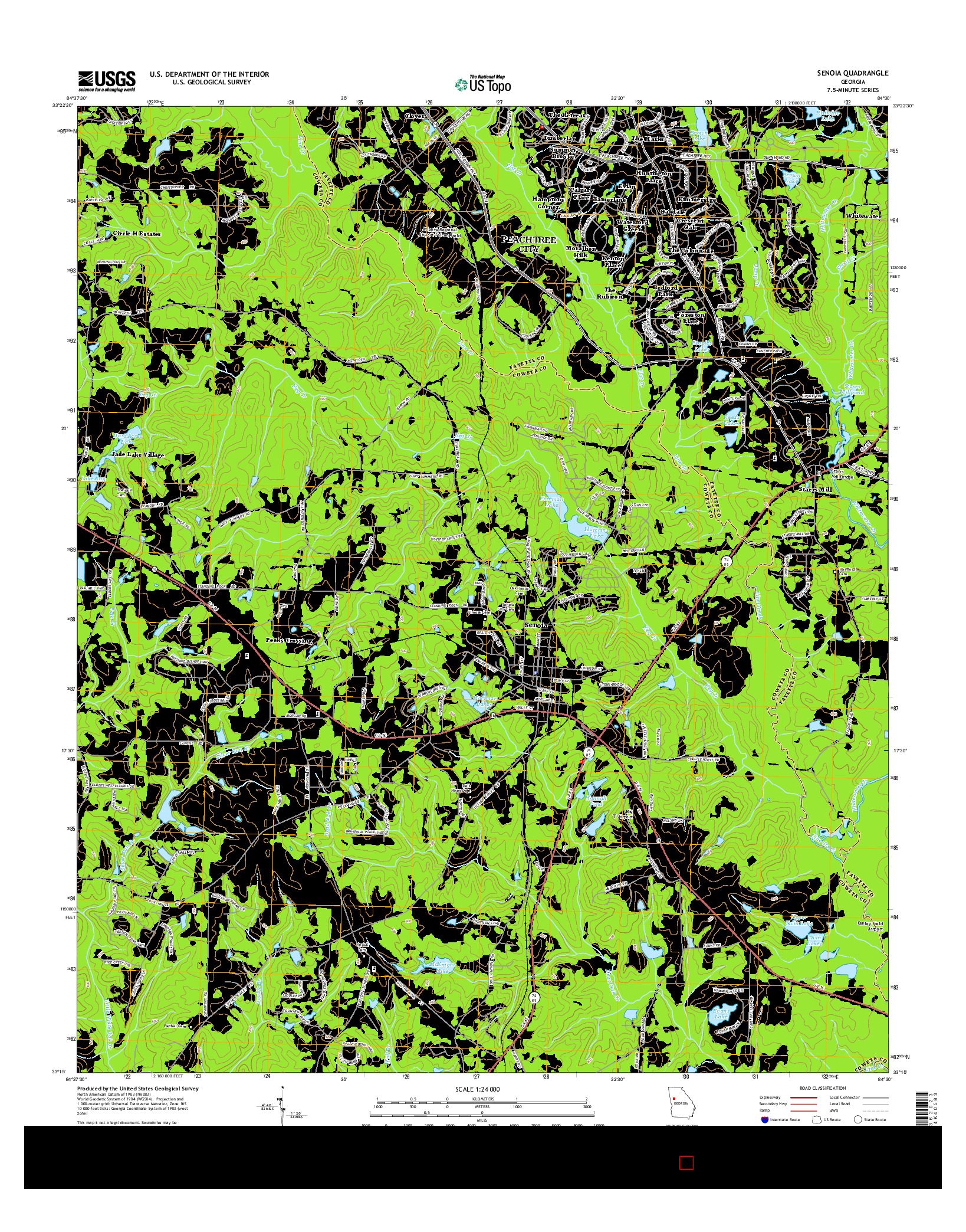 USGS US TOPO 7.5-MINUTE MAP FOR SENOIA, GA 2014