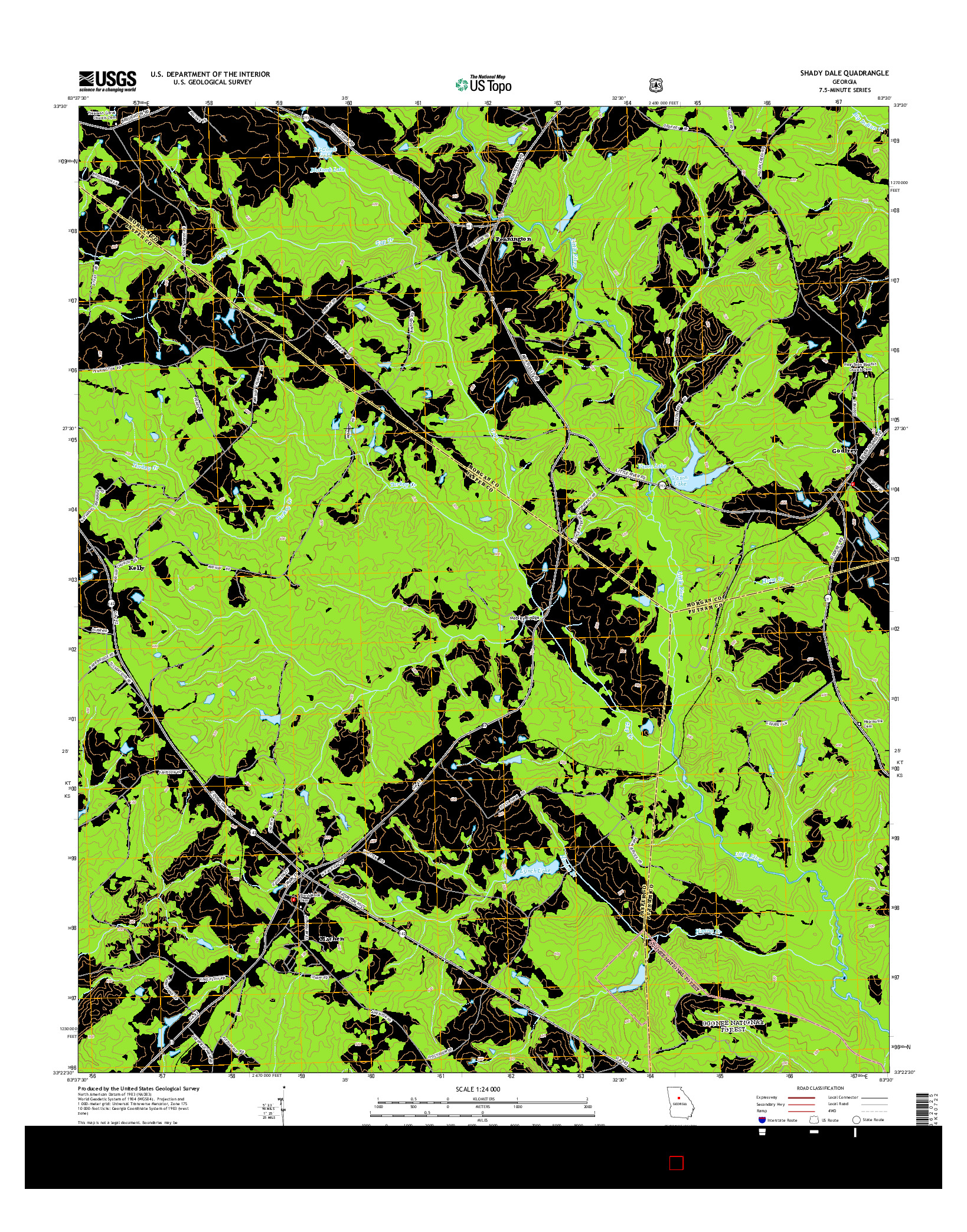 USGS US TOPO 7.5-MINUTE MAP FOR SHADY DALE, GA 2014