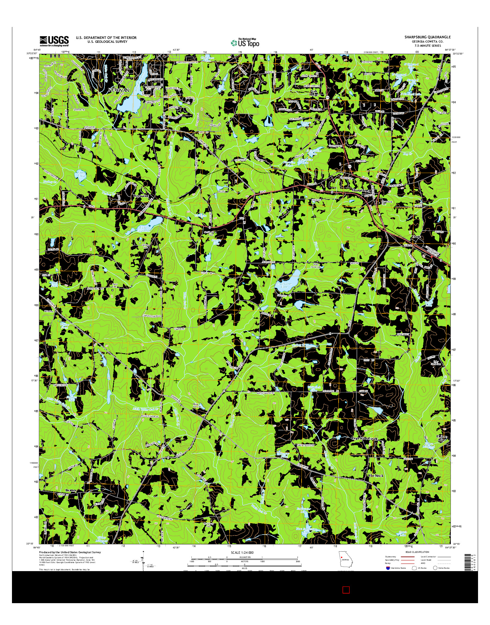 USGS US TOPO 7.5-MINUTE MAP FOR SHARPSBURG, GA 2014