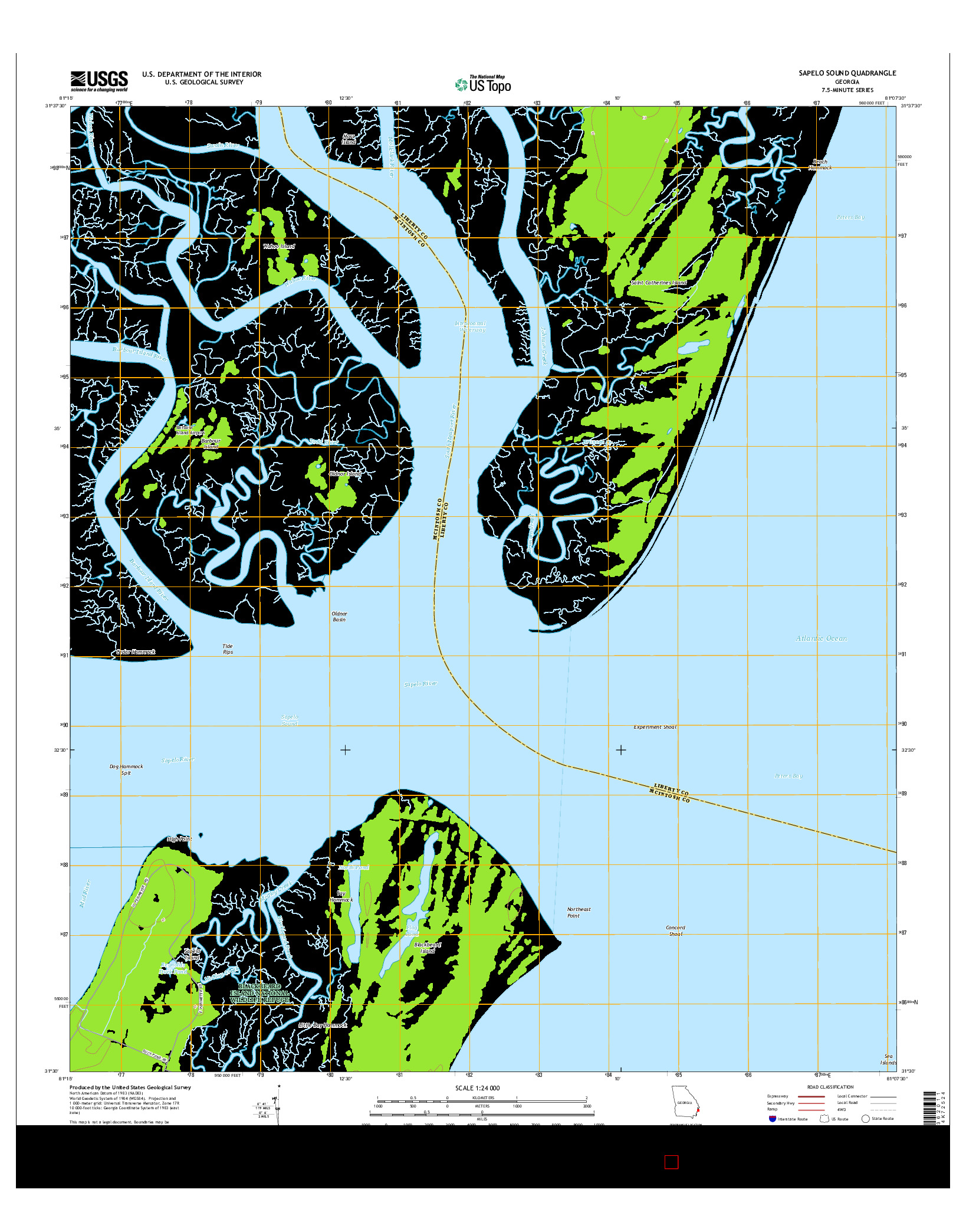 USGS US TOPO 7.5-MINUTE MAP FOR SAPELO SOUND, GA 2014