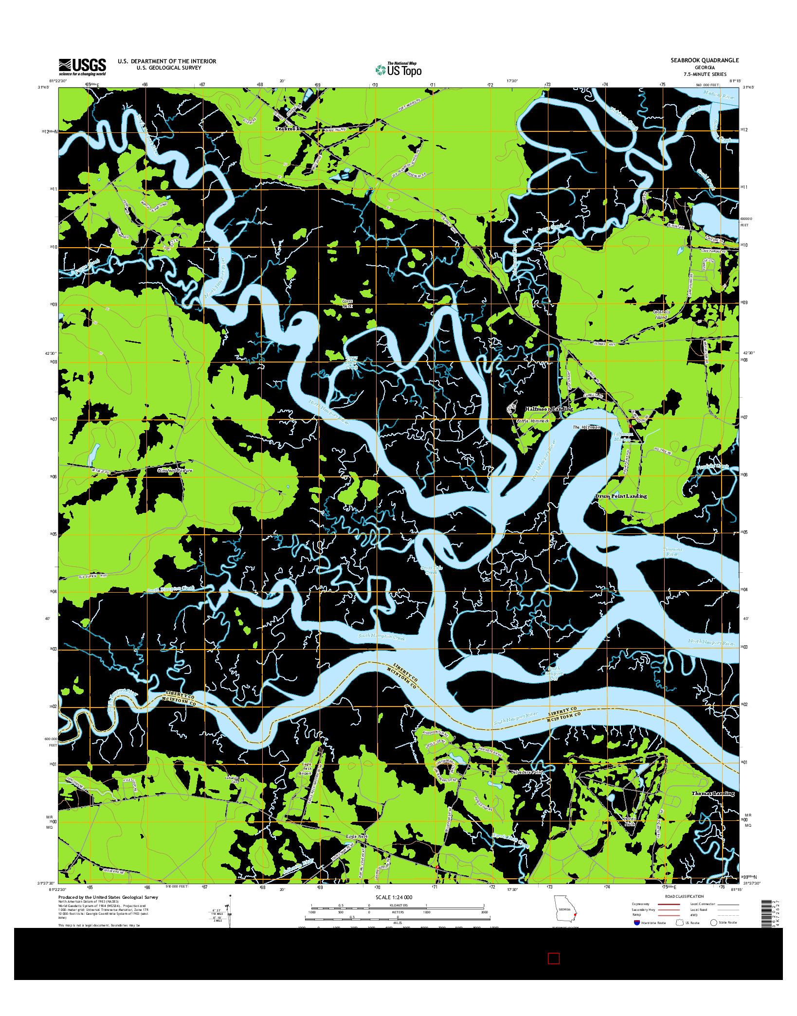 USGS US TOPO 7.5-MINUTE MAP FOR SEABROOK, GA 2014