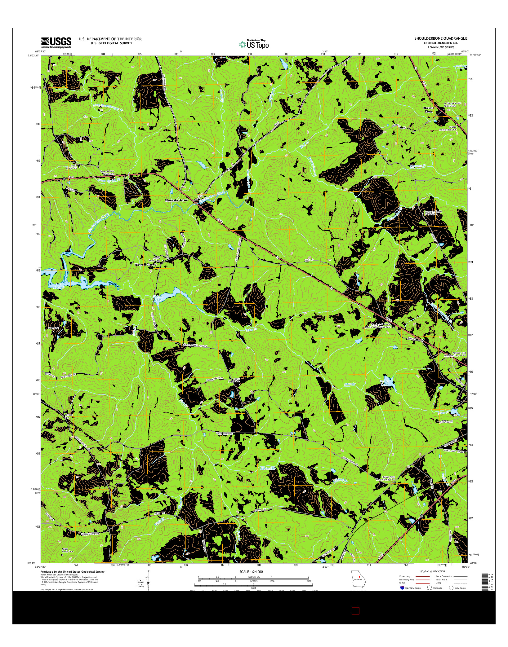 USGS US TOPO 7.5-MINUTE MAP FOR SHOULDERBONE, GA 2014