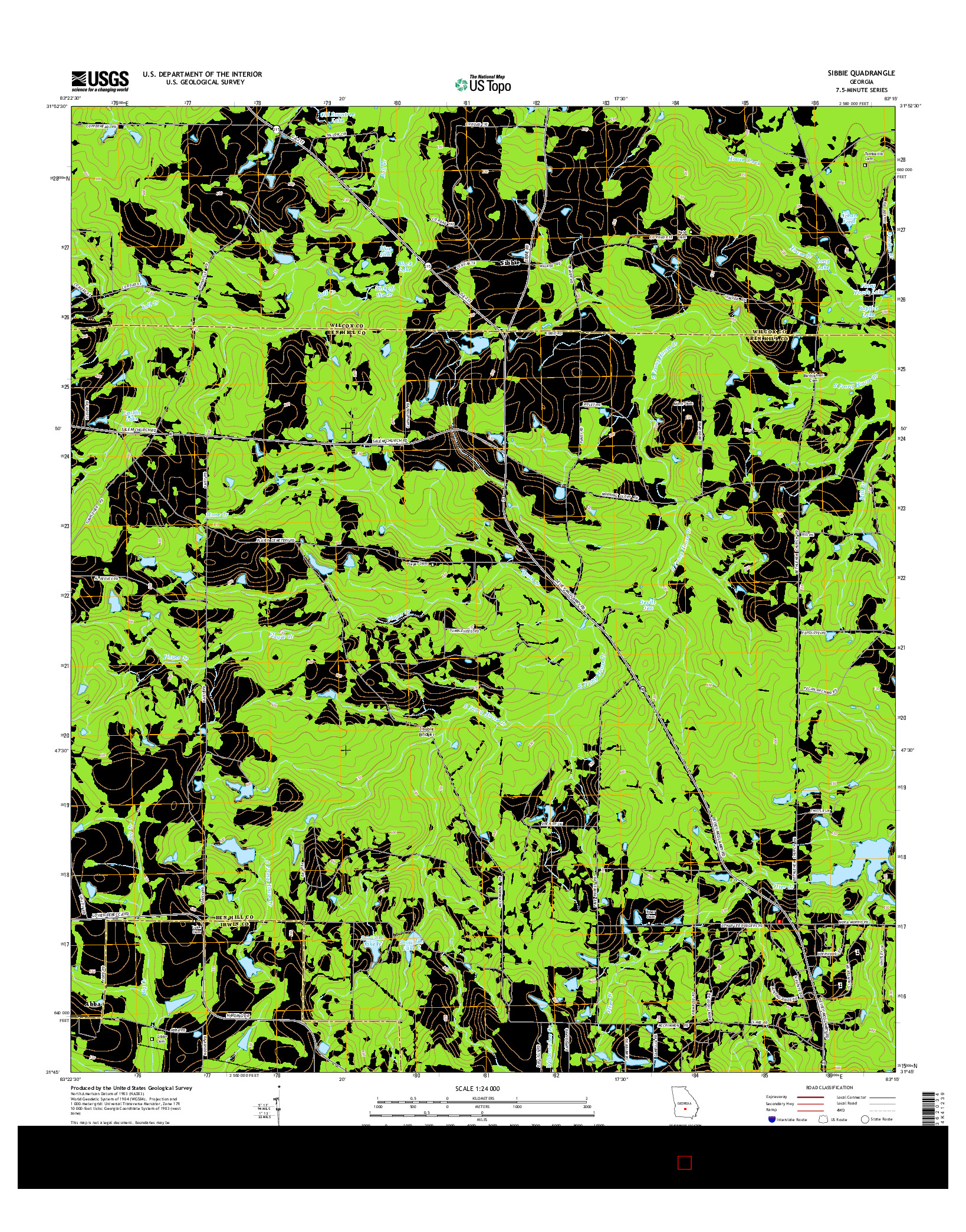 USGS US TOPO 7.5-MINUTE MAP FOR SIBBIE, GA 2014