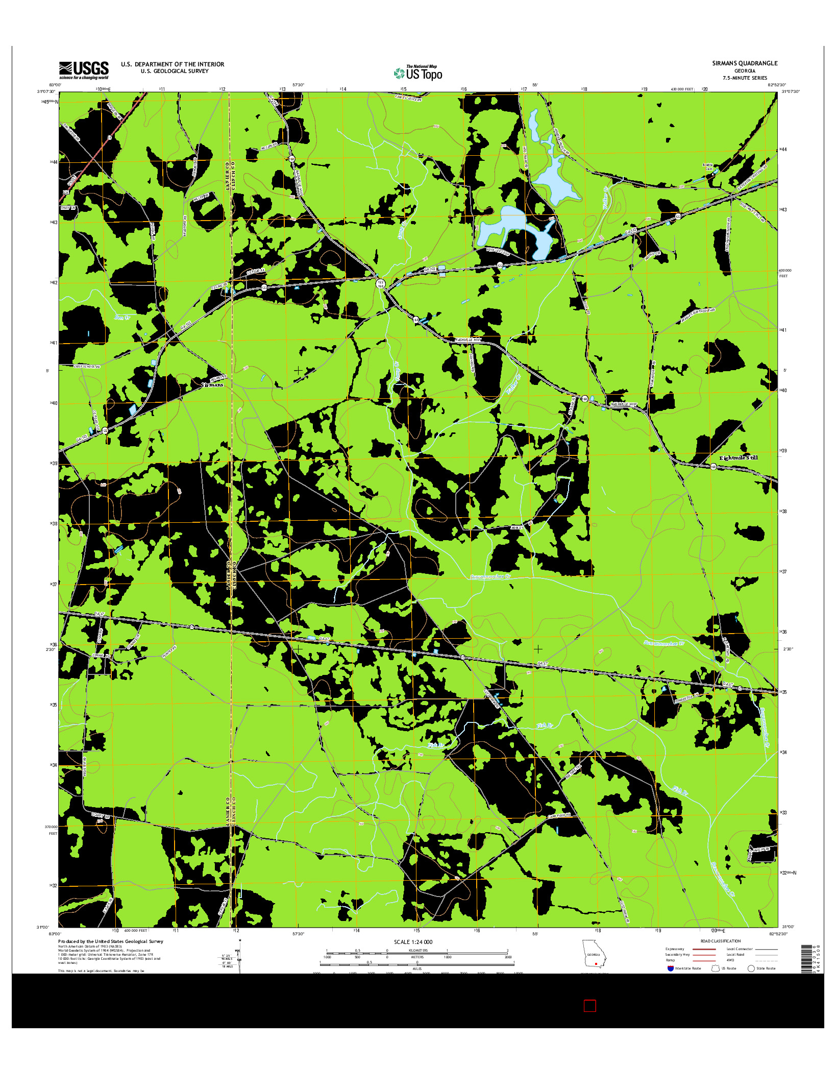 USGS US TOPO 7.5-MINUTE MAP FOR SIRMANS, GA 2014