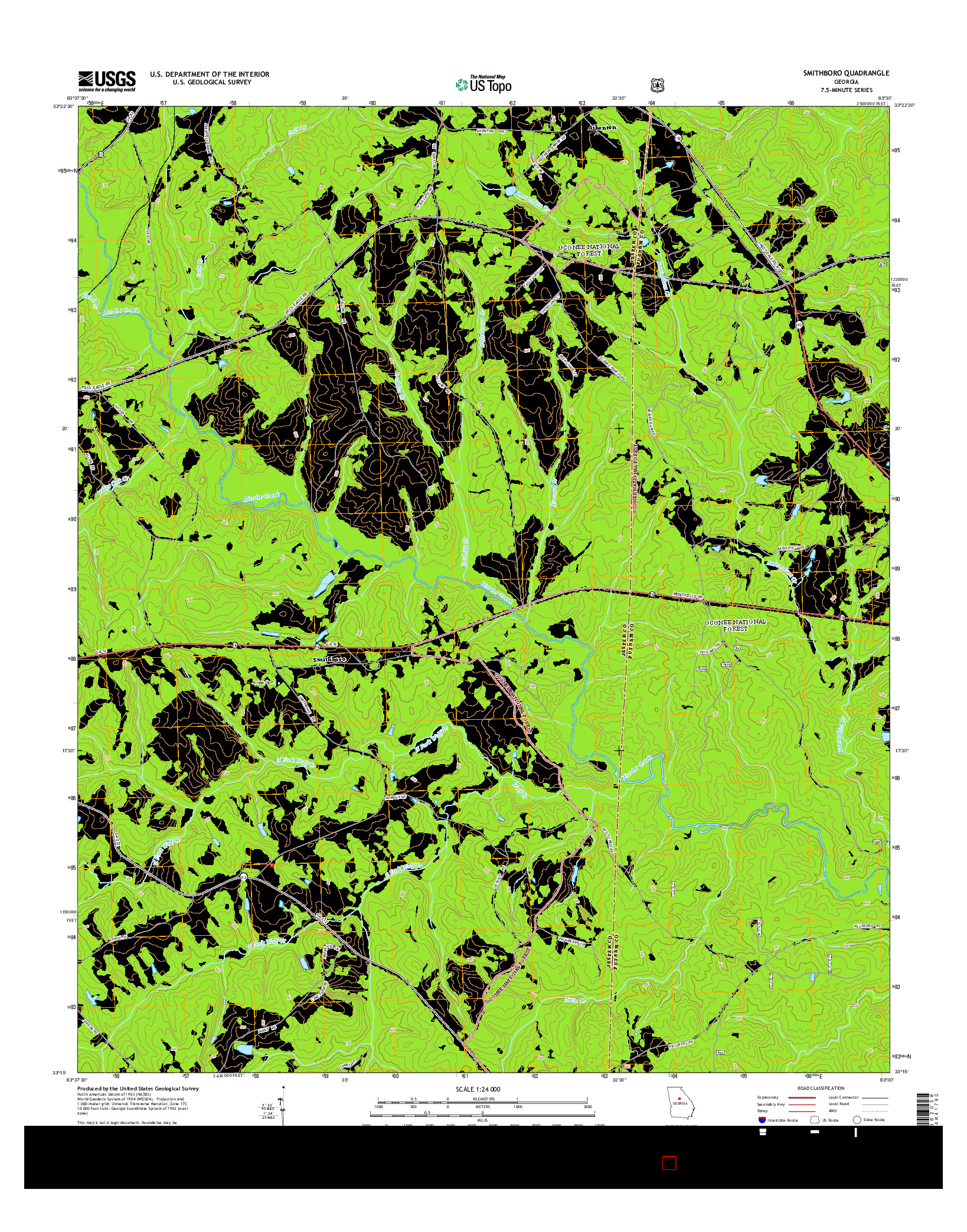 USGS US TOPO 7.5-MINUTE MAP FOR SMITHBORO, GA 2014