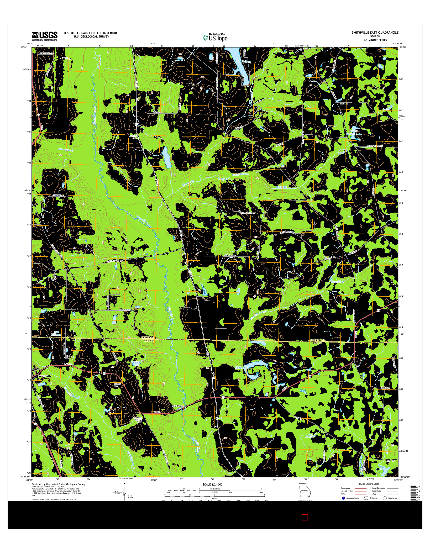 USGS US TOPO 7.5-MINUTE MAP FOR SMITHVILLE EAST, GA 2014