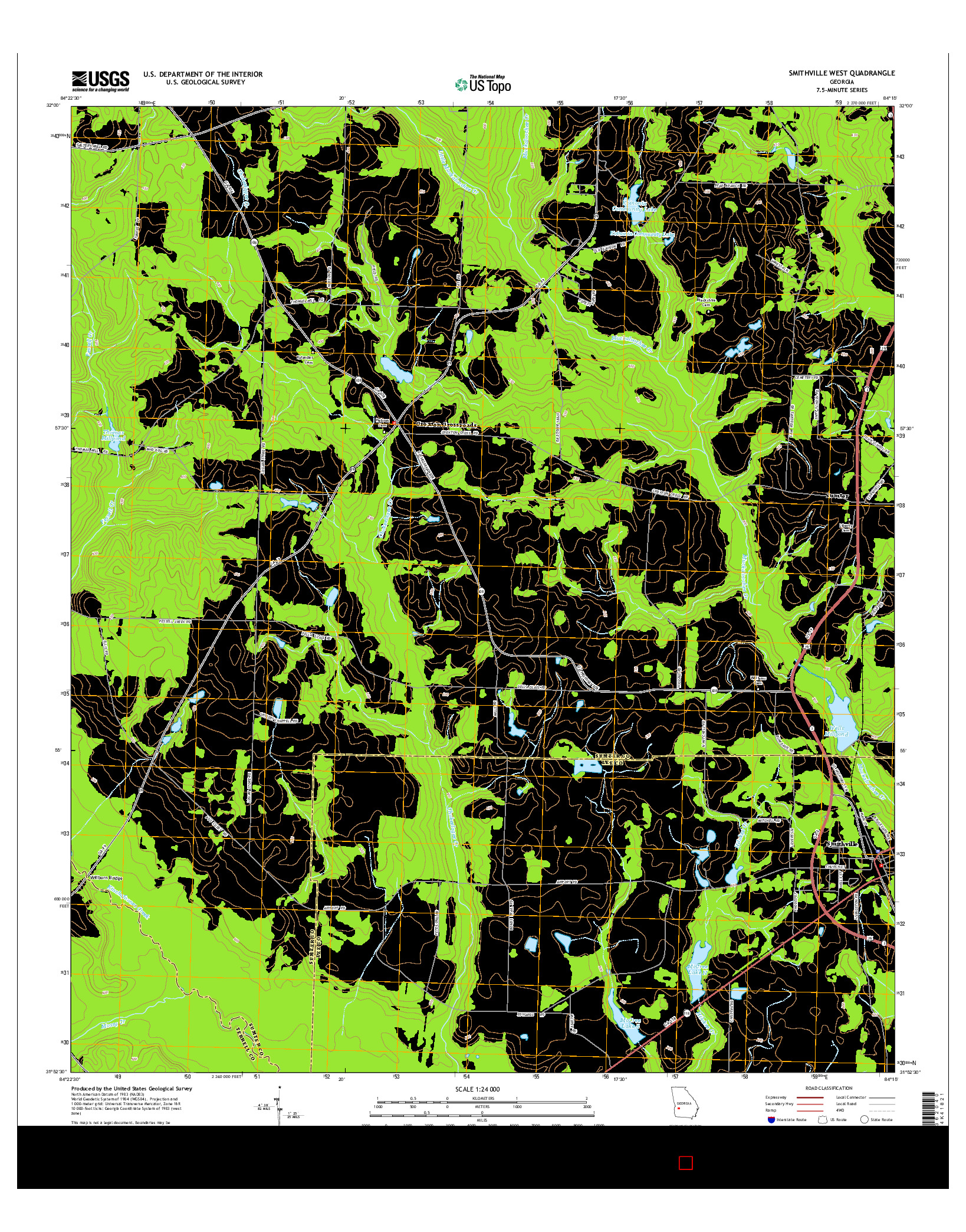 USGS US TOPO 7.5-MINUTE MAP FOR SMITHVILLE WEST, GA 2014