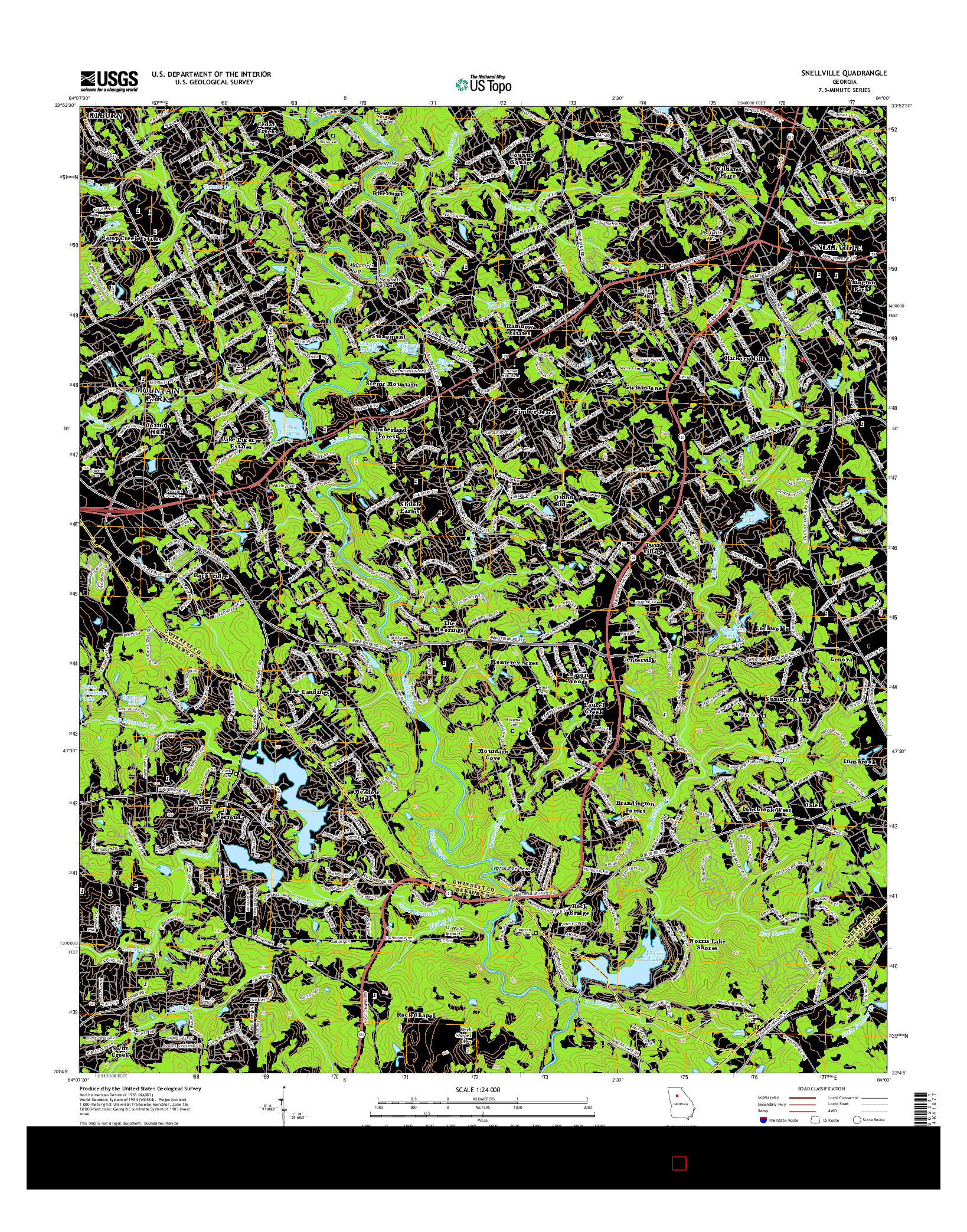 USGS US TOPO 7.5-MINUTE MAP FOR SNELLVILLE, GA 2014