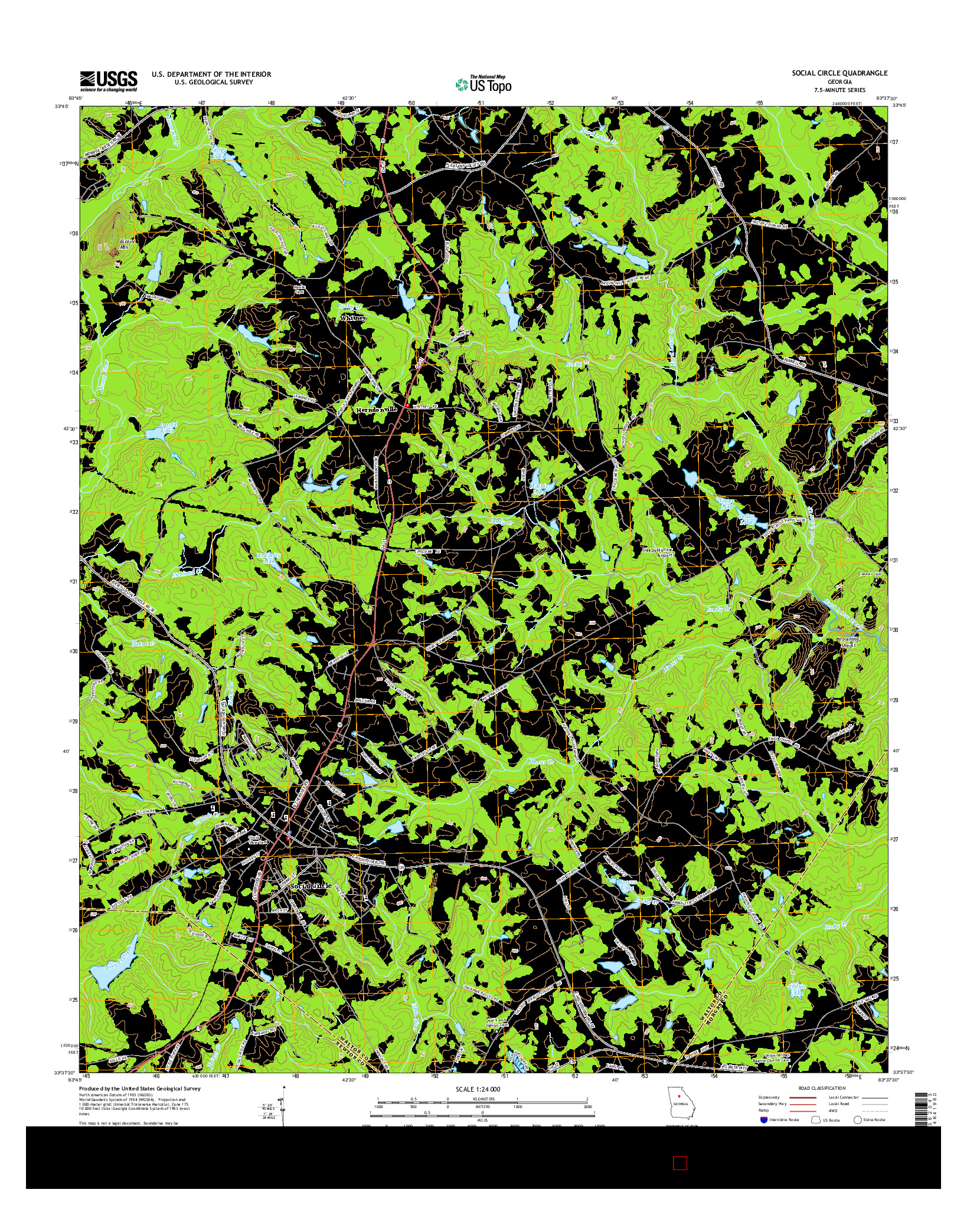 USGS US TOPO 7.5-MINUTE MAP FOR SOCIAL CIRCLE, GA 2014