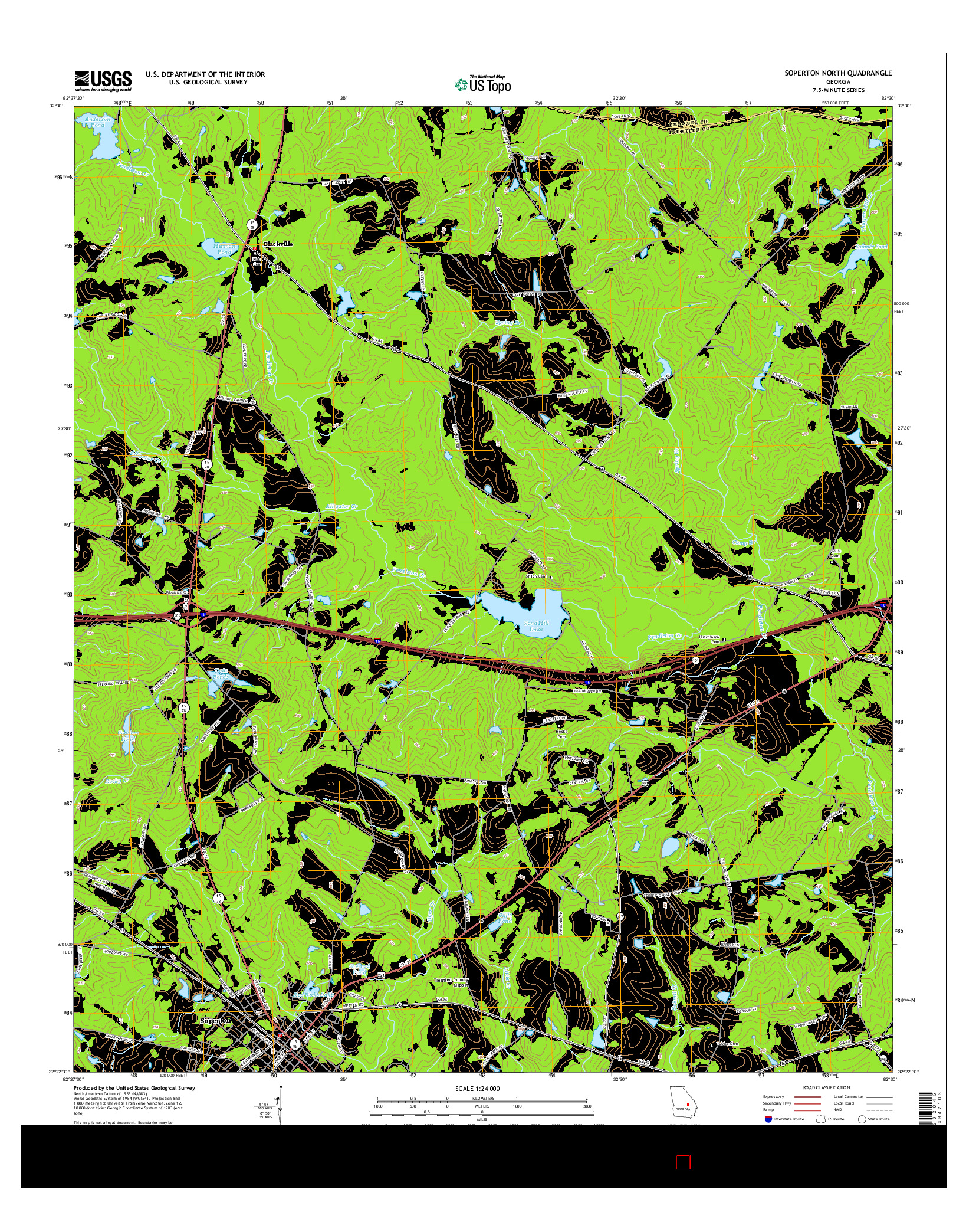 USGS US TOPO 7.5-MINUTE MAP FOR SOPERTON NORTH, GA 2014