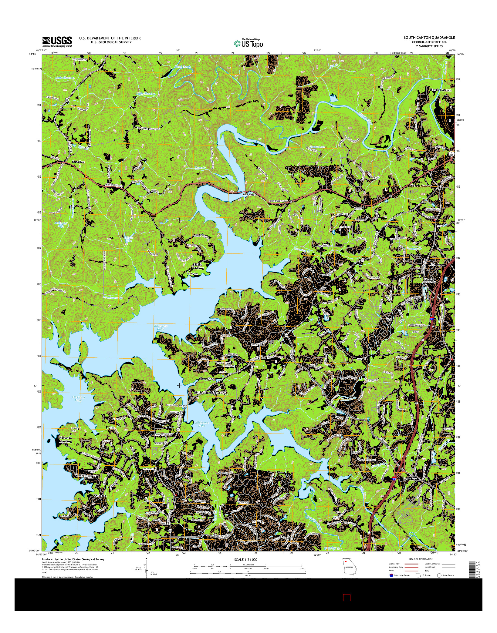 USGS US TOPO 7.5-MINUTE MAP FOR SOUTH CANTON, GA 2014