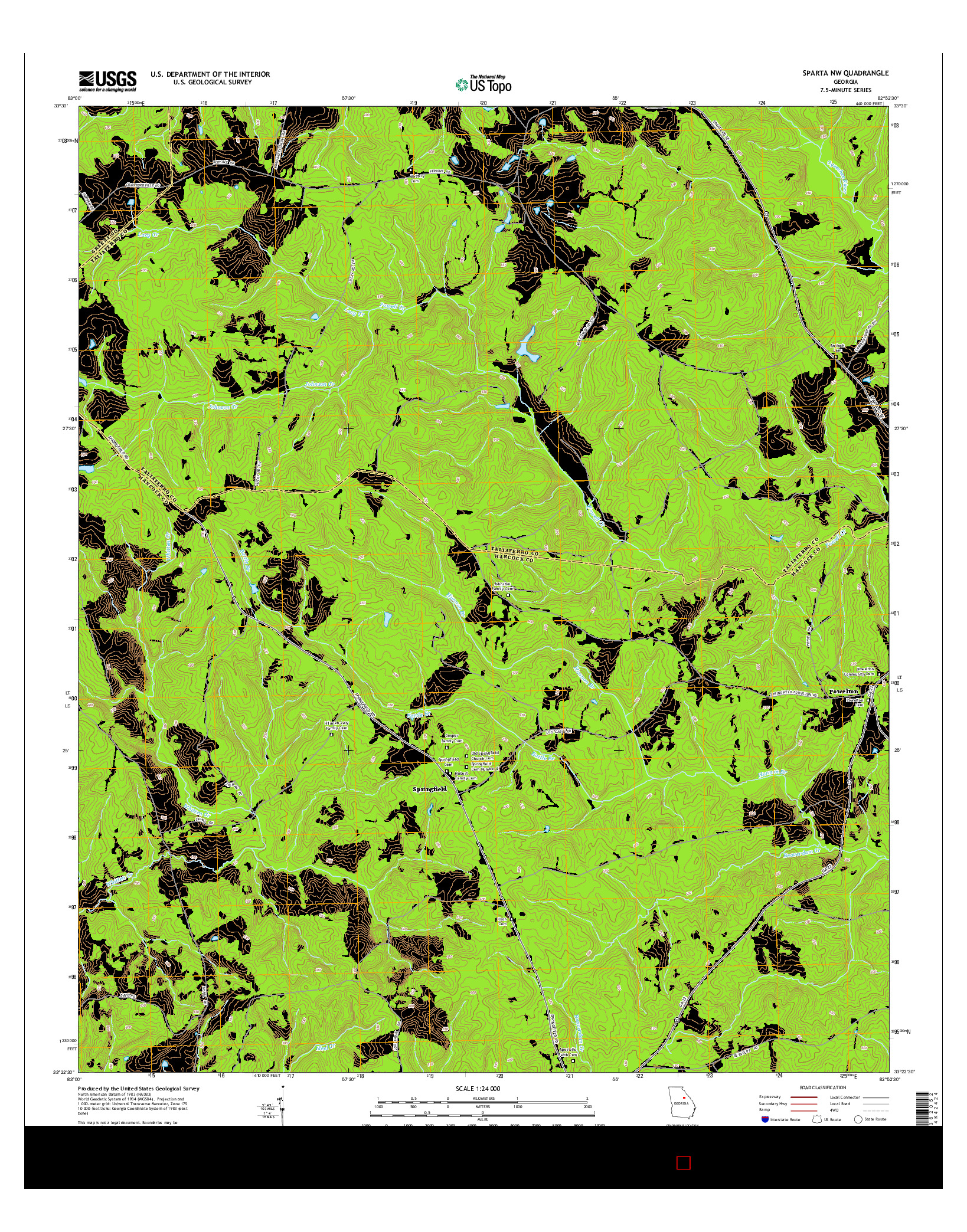 USGS US TOPO 7.5-MINUTE MAP FOR SPARTA NW, GA 2014