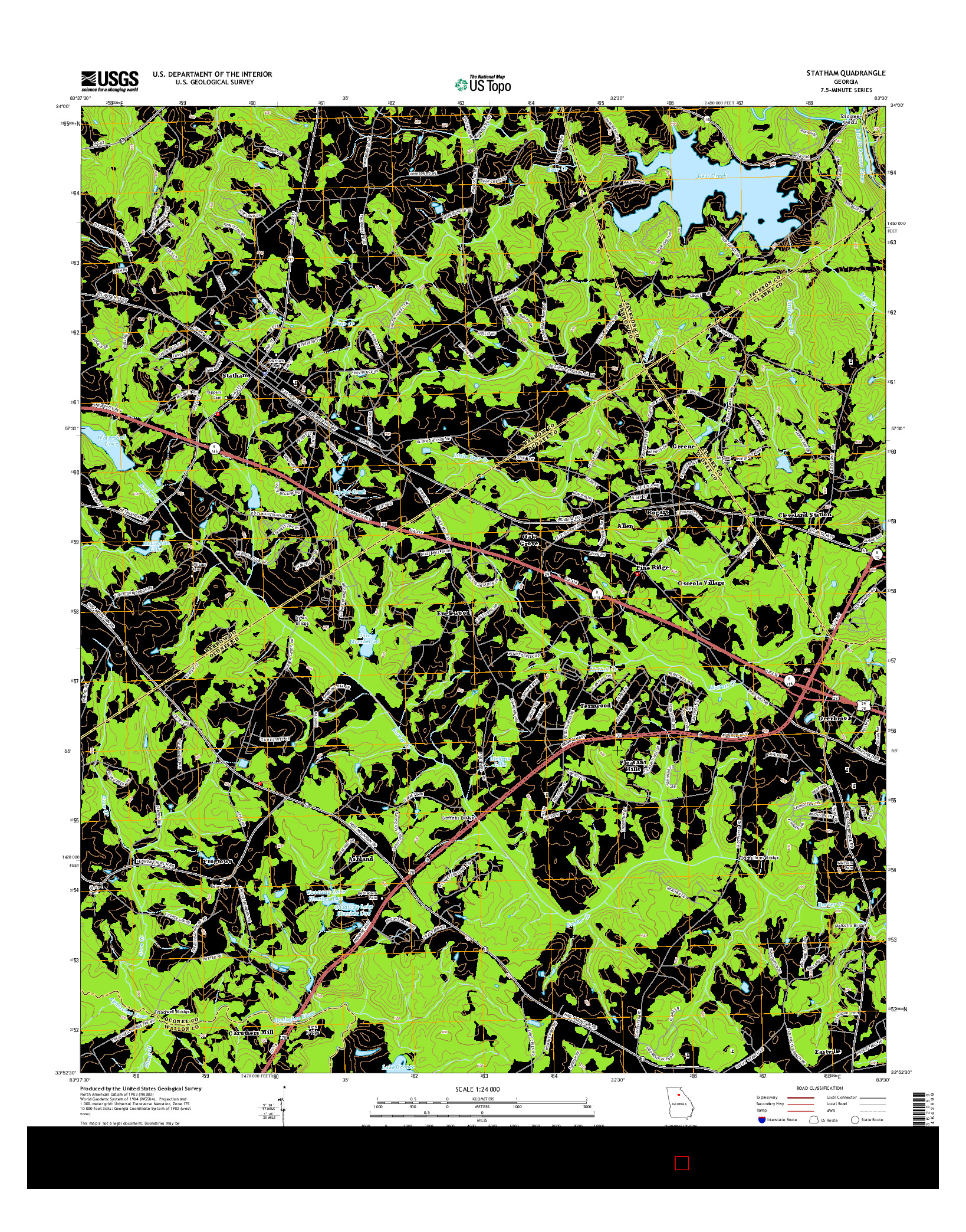 USGS US TOPO 7.5-MINUTE MAP FOR STATHAM, GA 2014