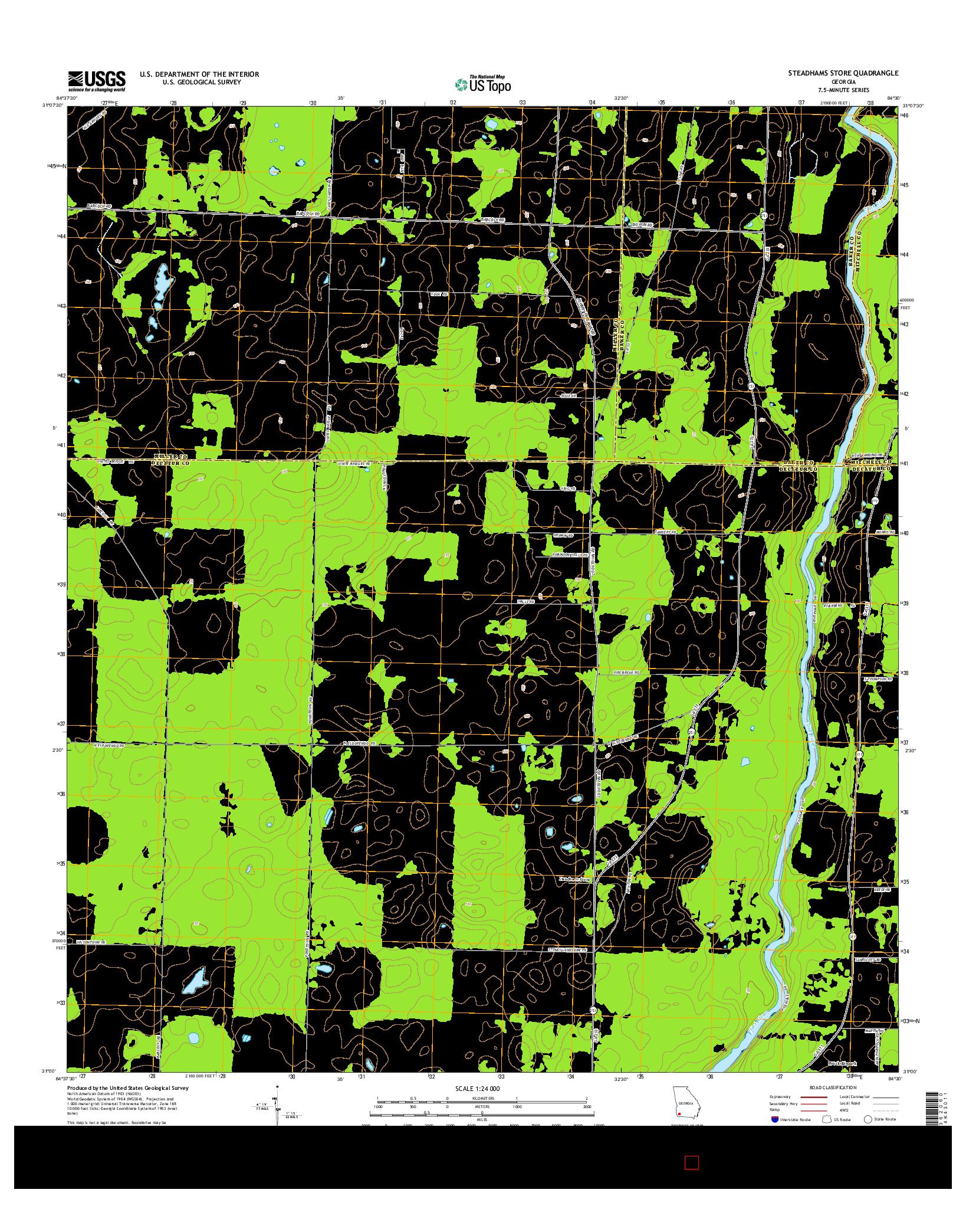 USGS US TOPO 7.5-MINUTE MAP FOR STEADHAMS STORE, GA 2014