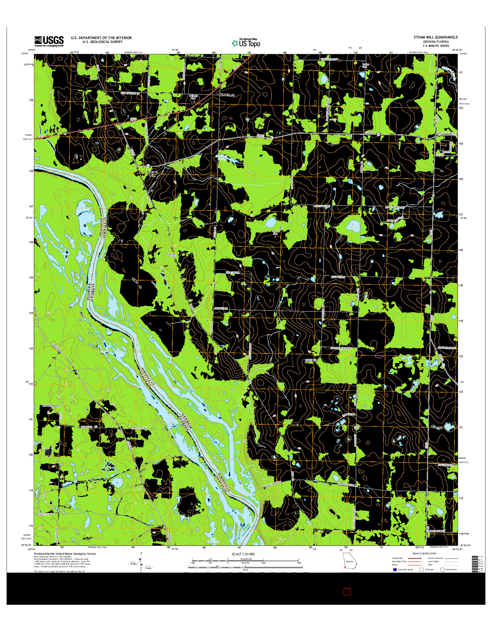 USGS US TOPO 7.5-MINUTE MAP FOR STEAM MILL, GA-FL 2014
