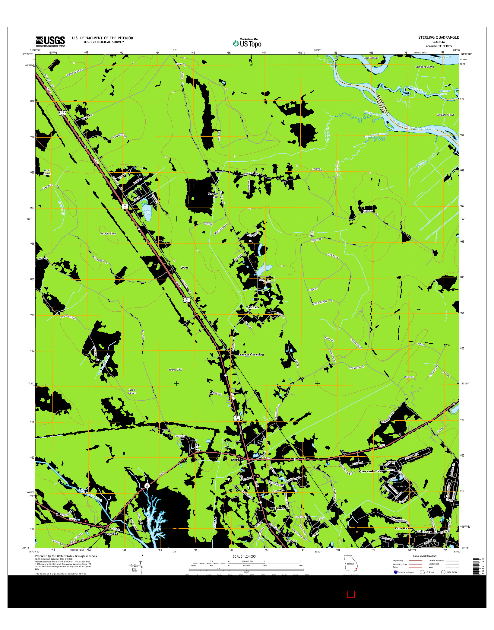 USGS US TOPO 7.5-MINUTE MAP FOR STERLING, GA 2014