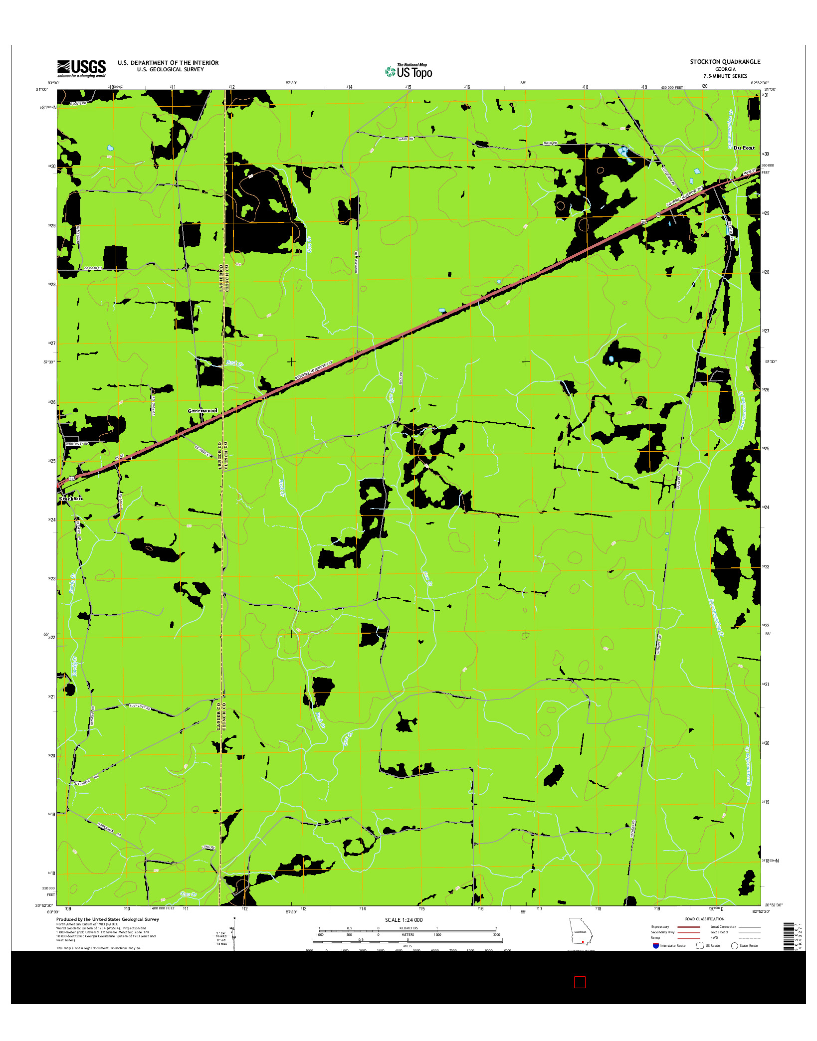 USGS US TOPO 7.5-MINUTE MAP FOR STOCKTON, GA 2014