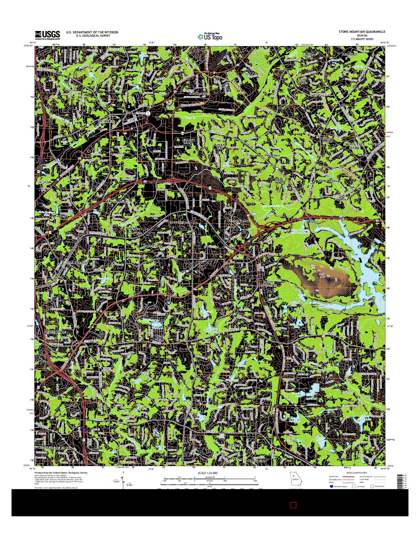 USGS US TOPO 7.5-MINUTE MAP FOR STONE MOUNTAIN, GA 2014