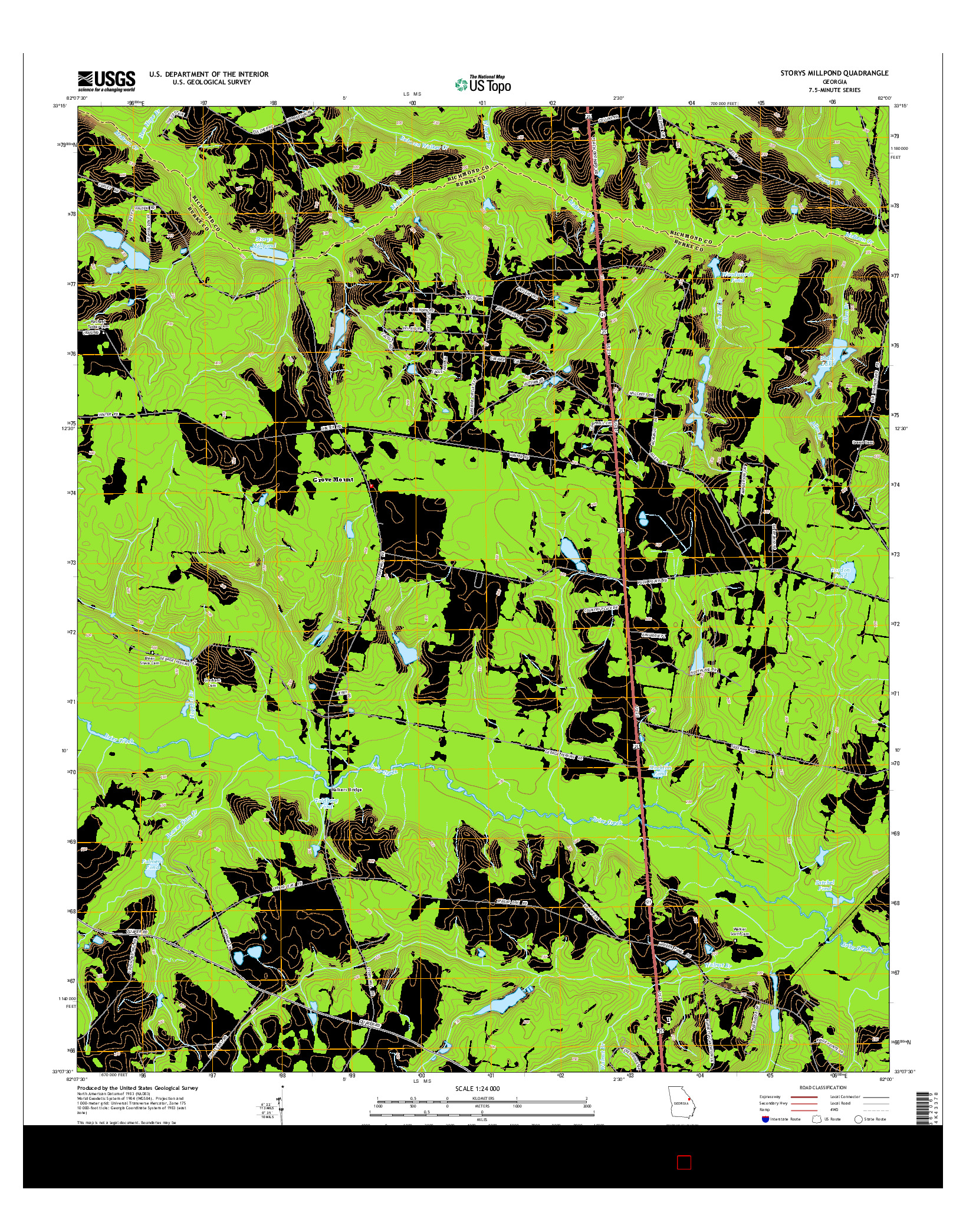 USGS US TOPO 7.5-MINUTE MAP FOR STORYS MILLPOND, GA 2014