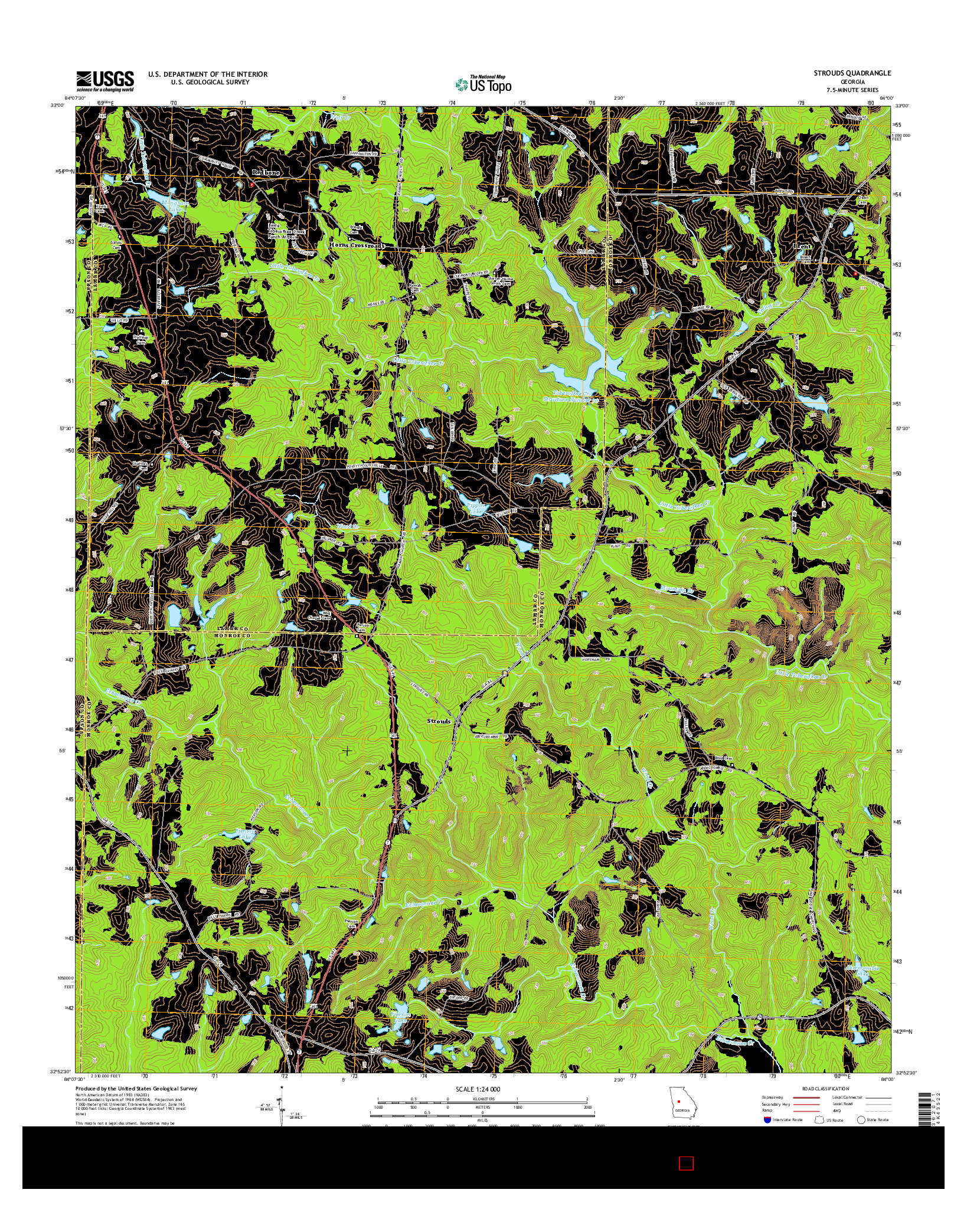 USGS US TOPO 7.5-MINUTE MAP FOR STROUDS, GA 2014